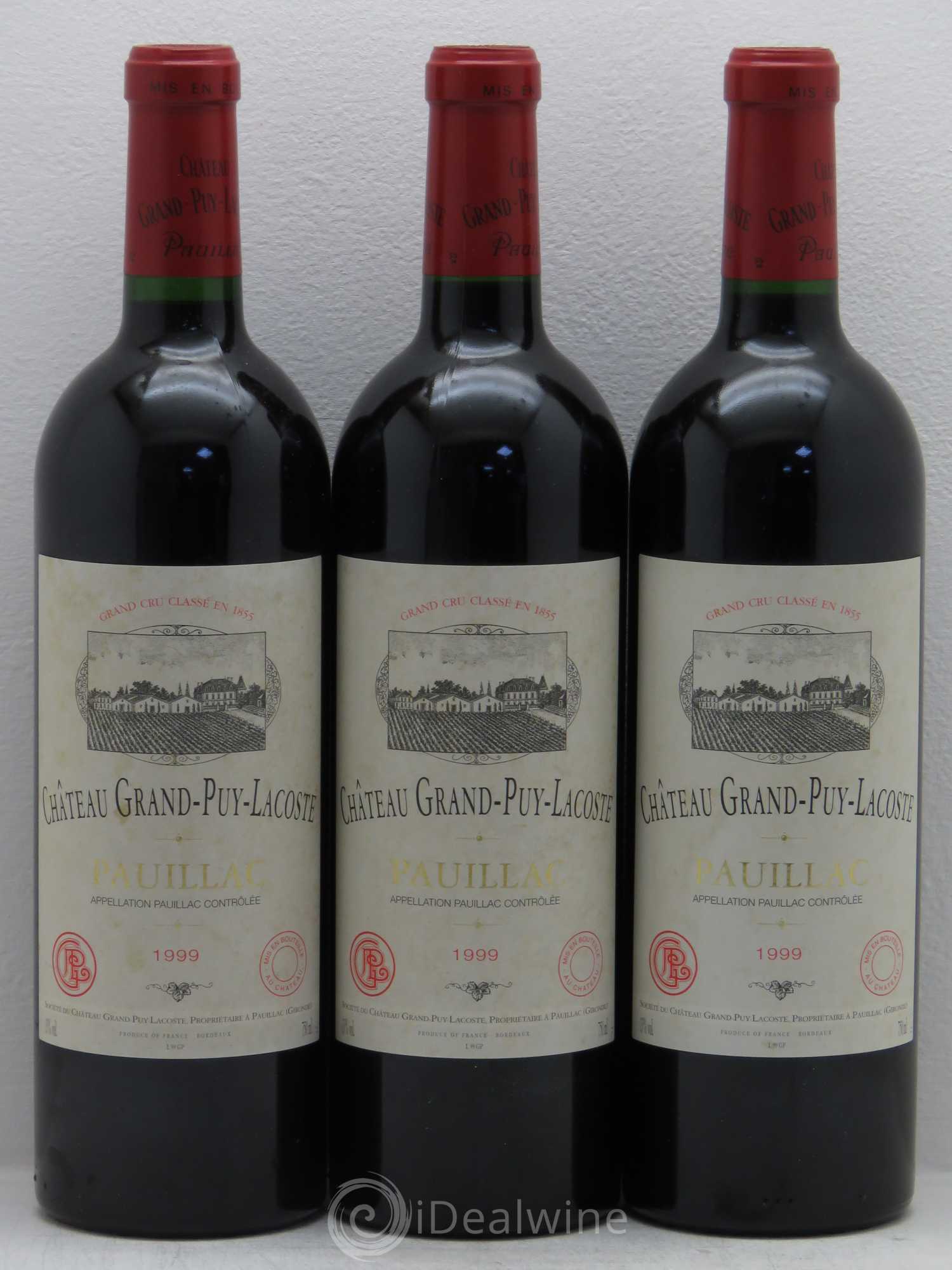 Château Grand Puy Lacoste 5ème Grand Cru Classé 1999 - Lot de 3 bouteilles - 0