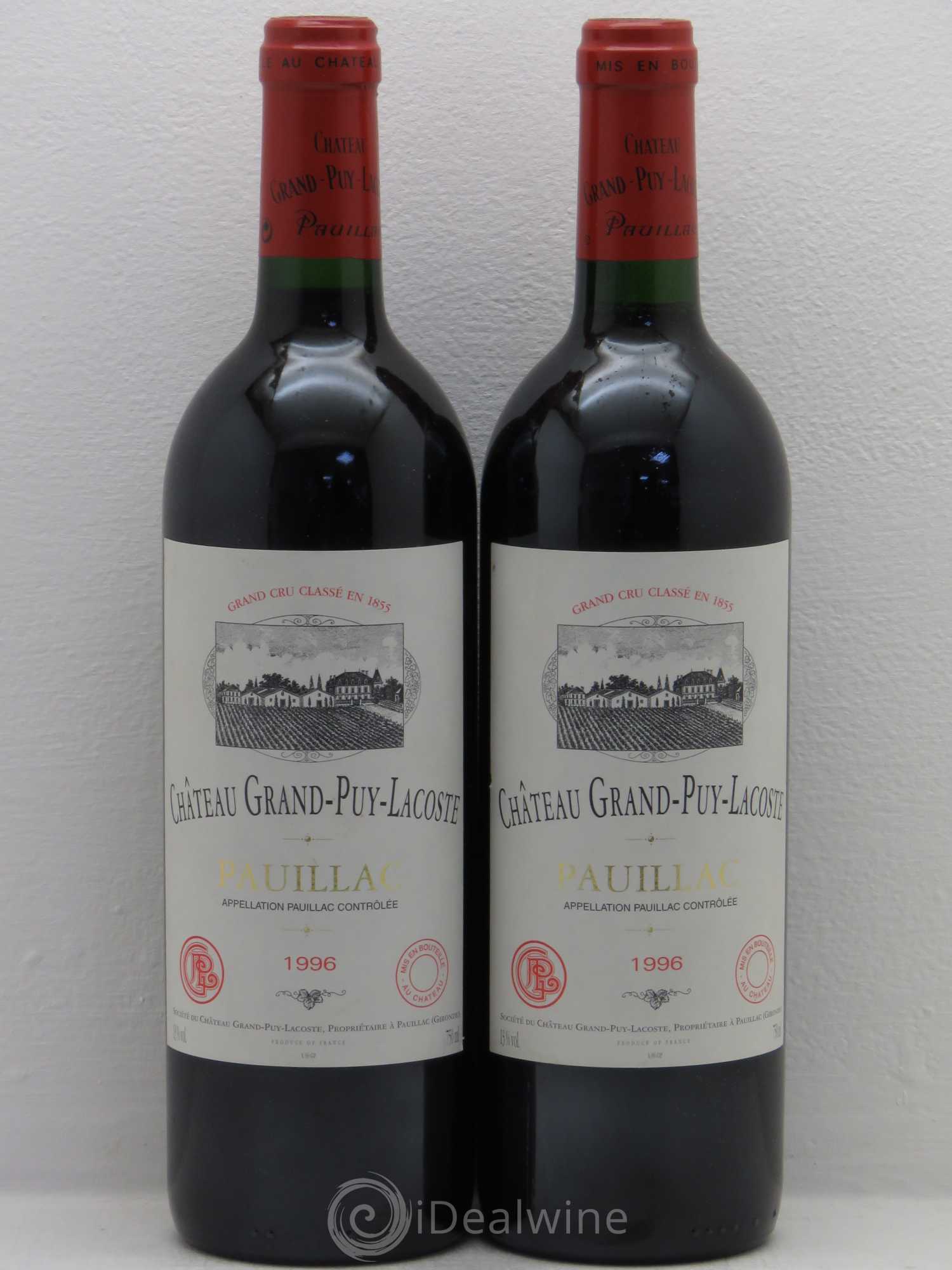 Château Grand Puy Lacoste 5ème Grand Cru Classé 1996 - Lot de 2 bouteilles - 0