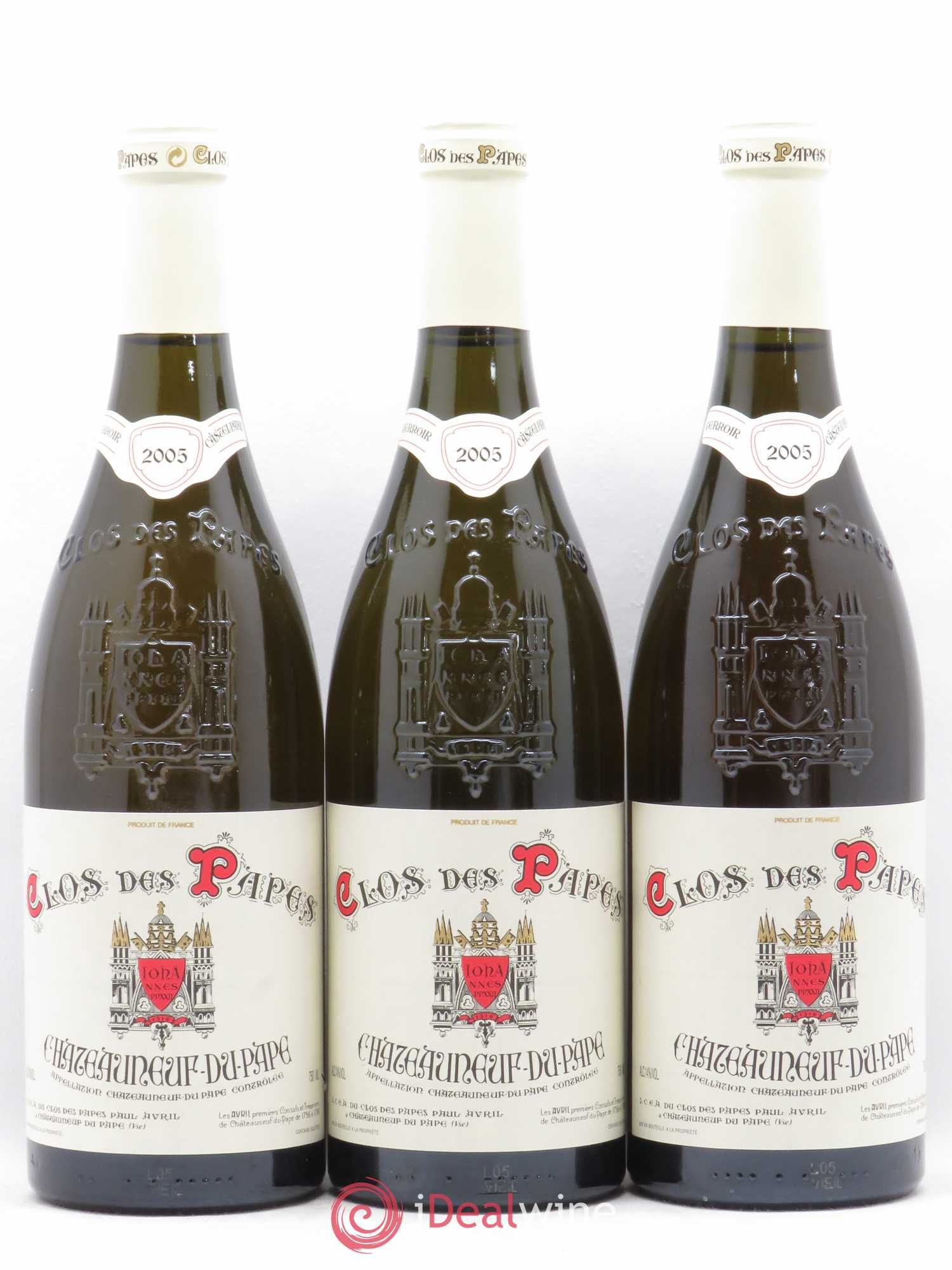 Châteauneuf-du-Pape Clos des Papes - Paul Avril 2005 - Lot de 3 bouteilles - 0