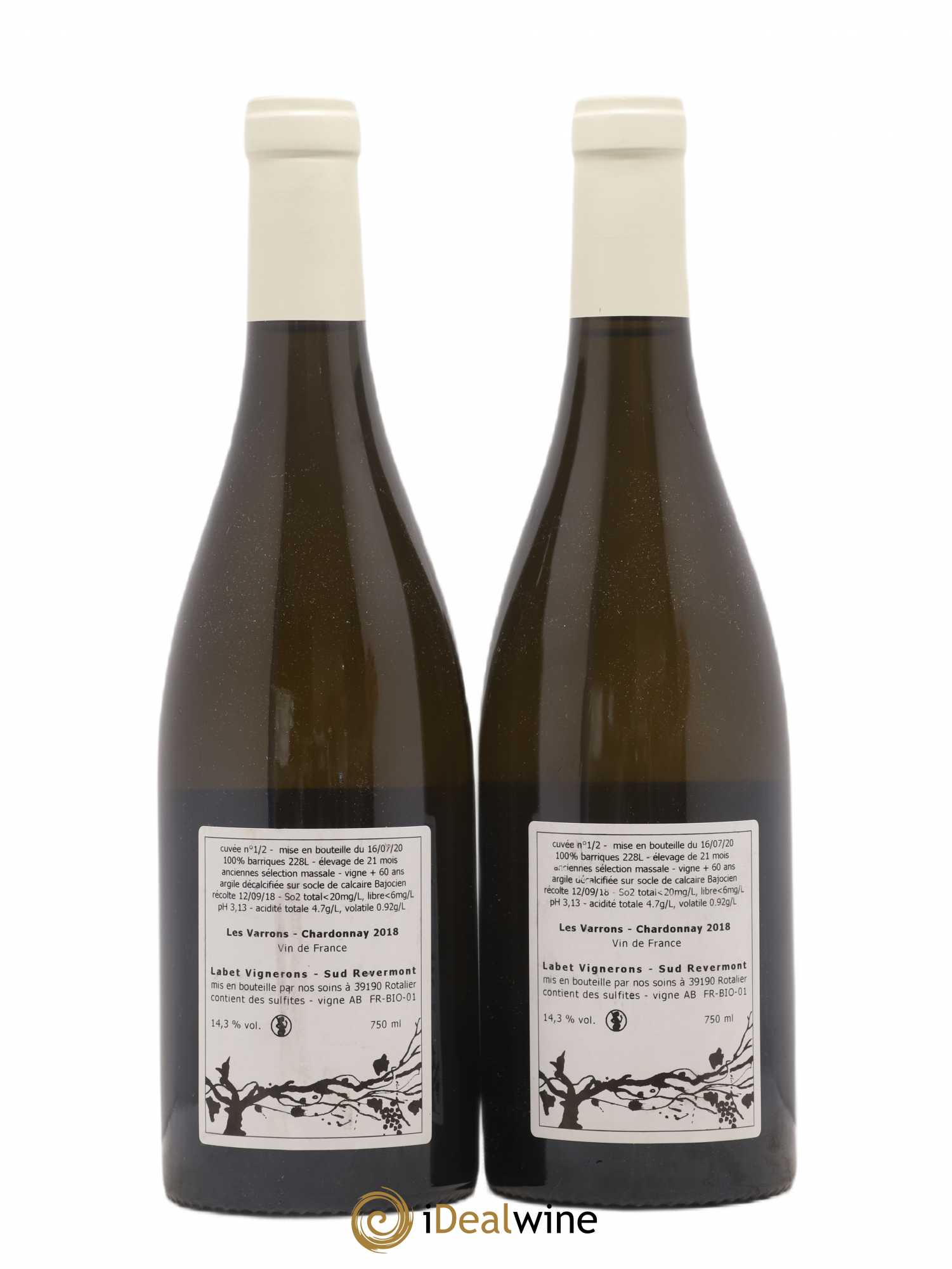 Côtes du Jura Chardonnay Les Varrons Romain - Julien  - Charline Labet 2018 - Lot de 2 bouteilles - 1