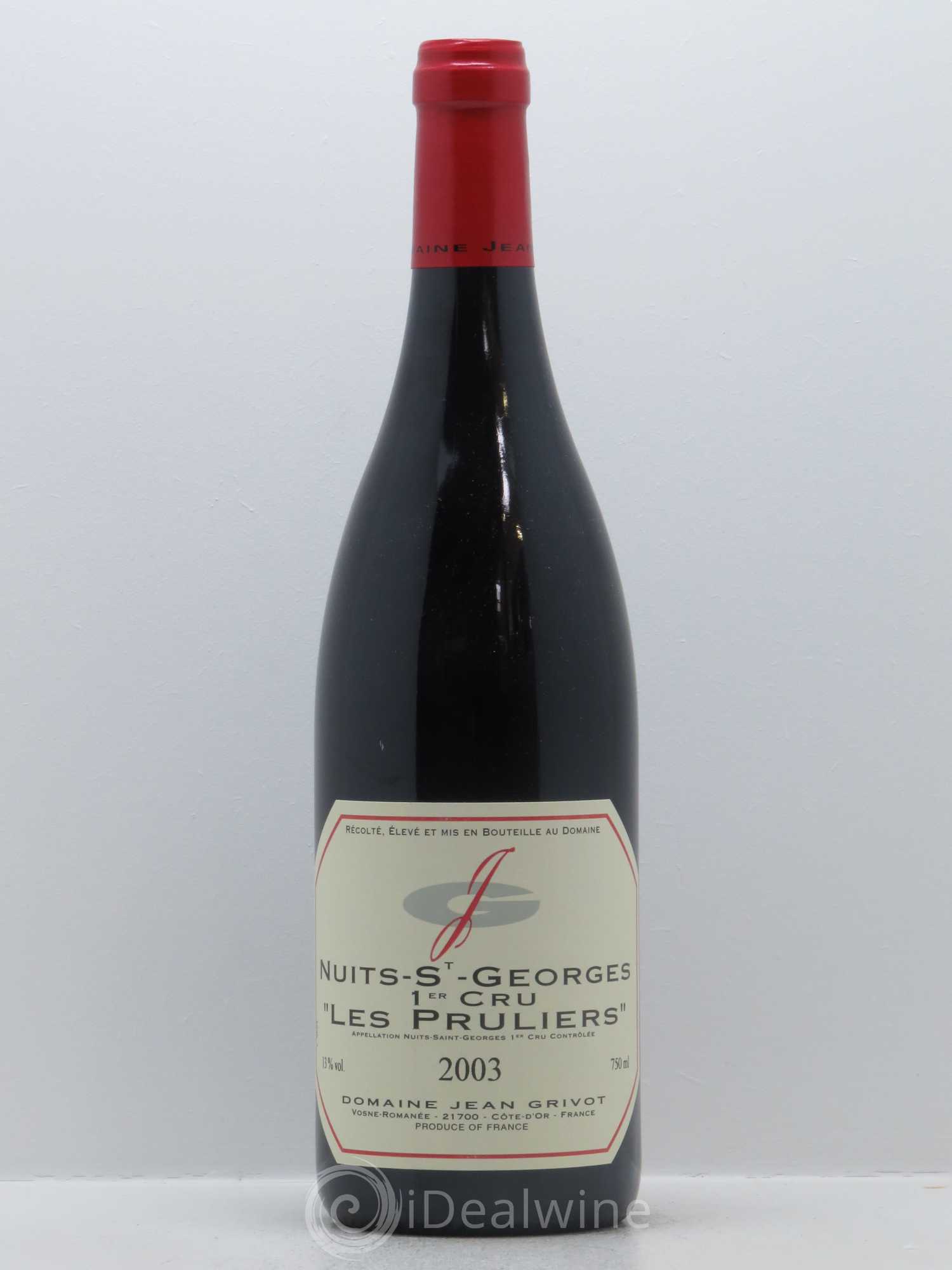 Nuits-Saint-Georges 1er Cru Les Pruliers Jean Grivot 2003 - Lot de 1 bouteille - 0