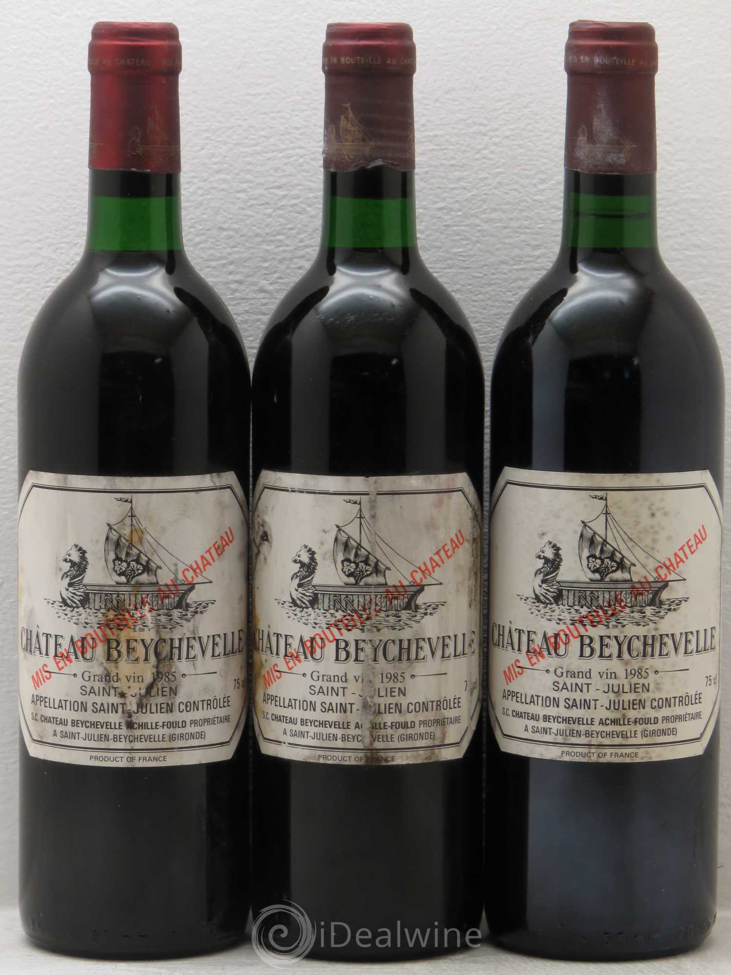 Château Beychevelle 4ème Grand Cru Classé 1985 - Lot de 3 bouteilles - 0