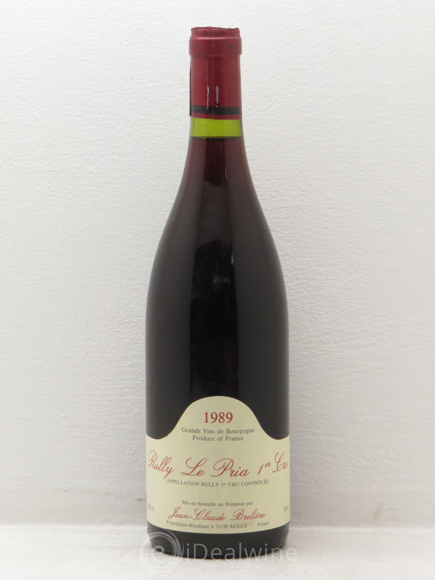 Rully 1er Cru Le Pria Domaine JC Breliere 1989 - Posten von 1 Flasche - 0