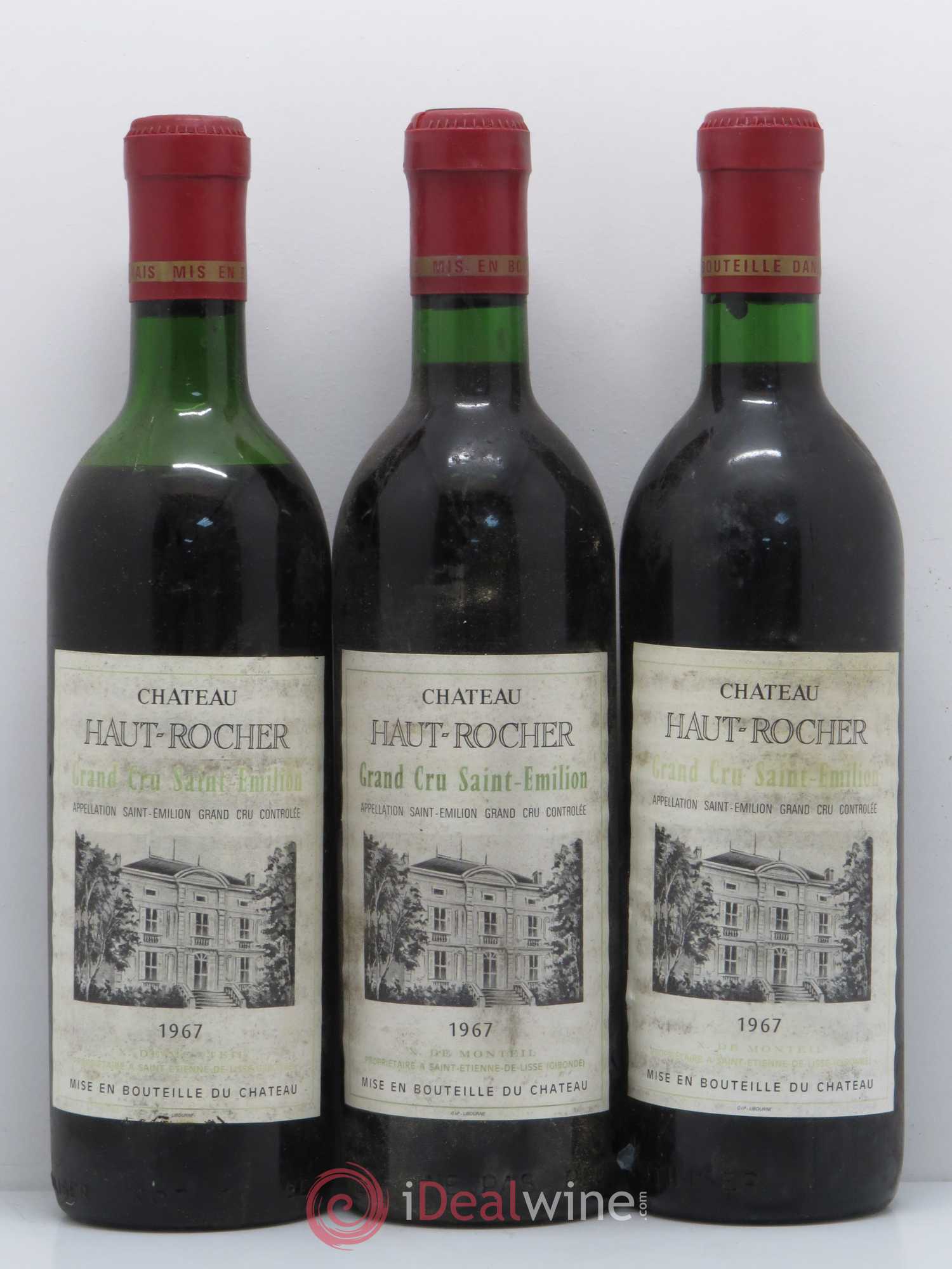 Saint-Émilion Chateau Haut Rocher 1967 - Lot de 3 bouteilles - 0