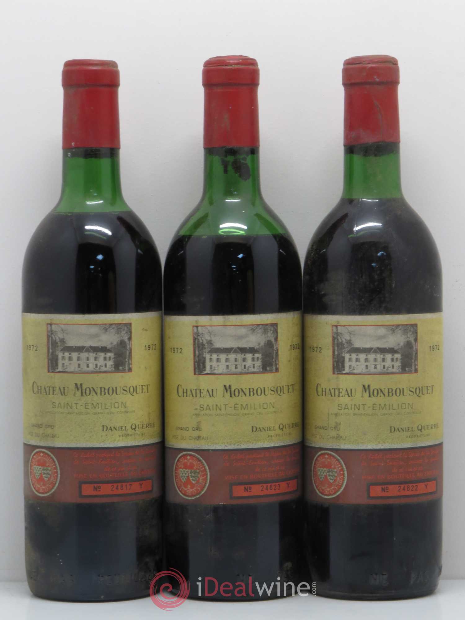 Château Monbousquet Grand Cru Classé 1972 - Lot de 3 bouteilles - 0