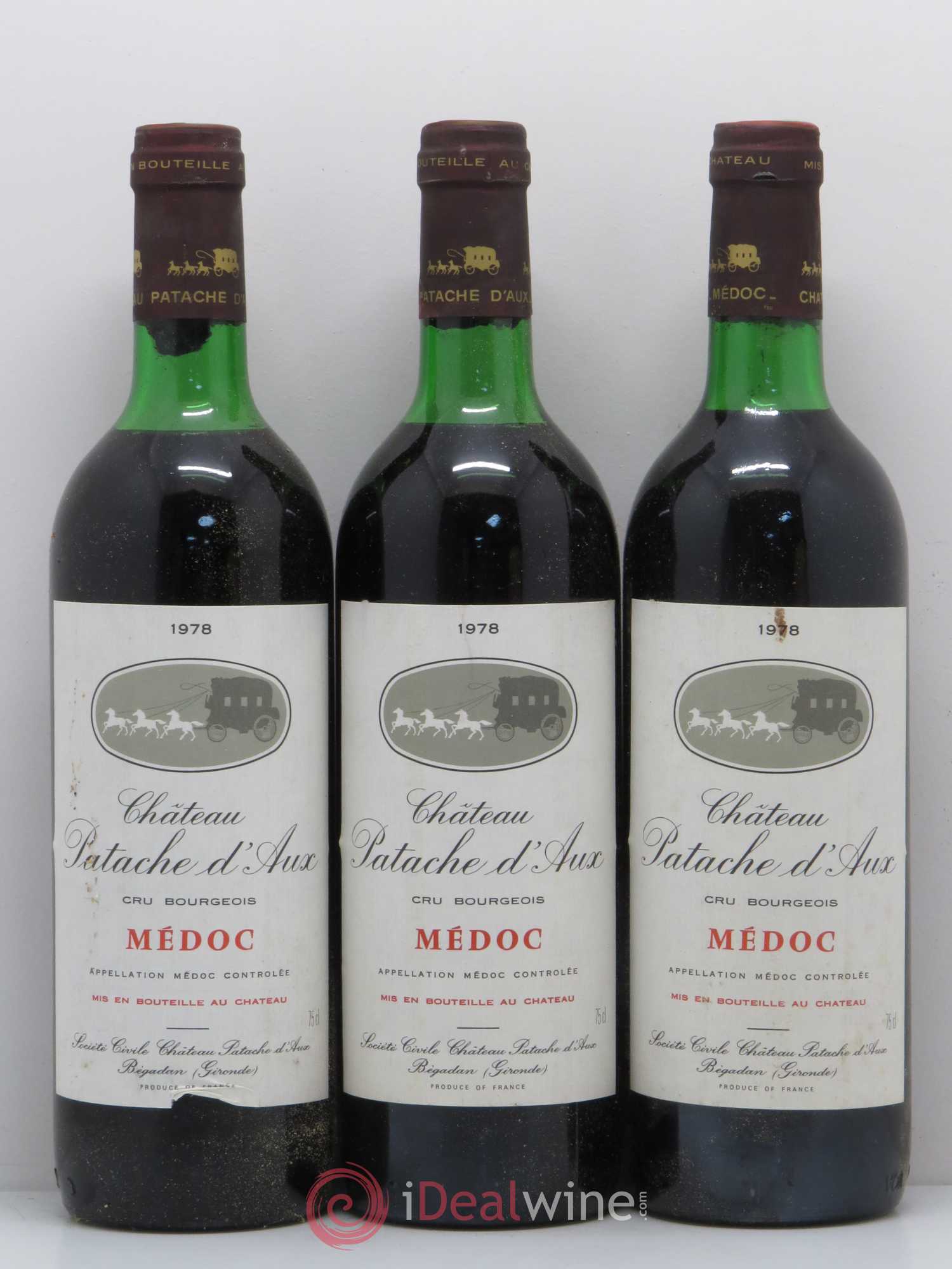 Château Patache d'Aux Cru Bourgeois 1978 - Lot de 3 bouteilles - 0