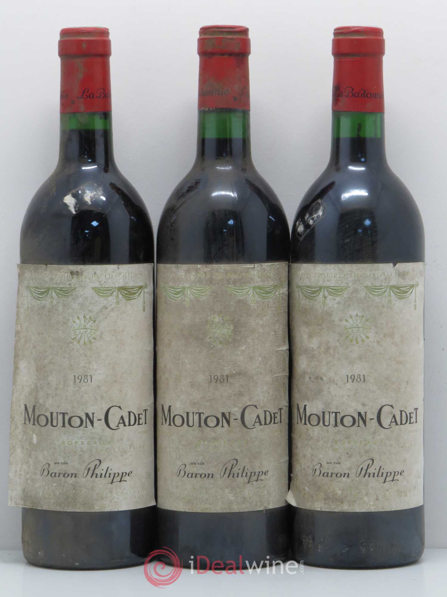 Château Mouton Cadet 1981 - Lot de 3 bouteilles - 0