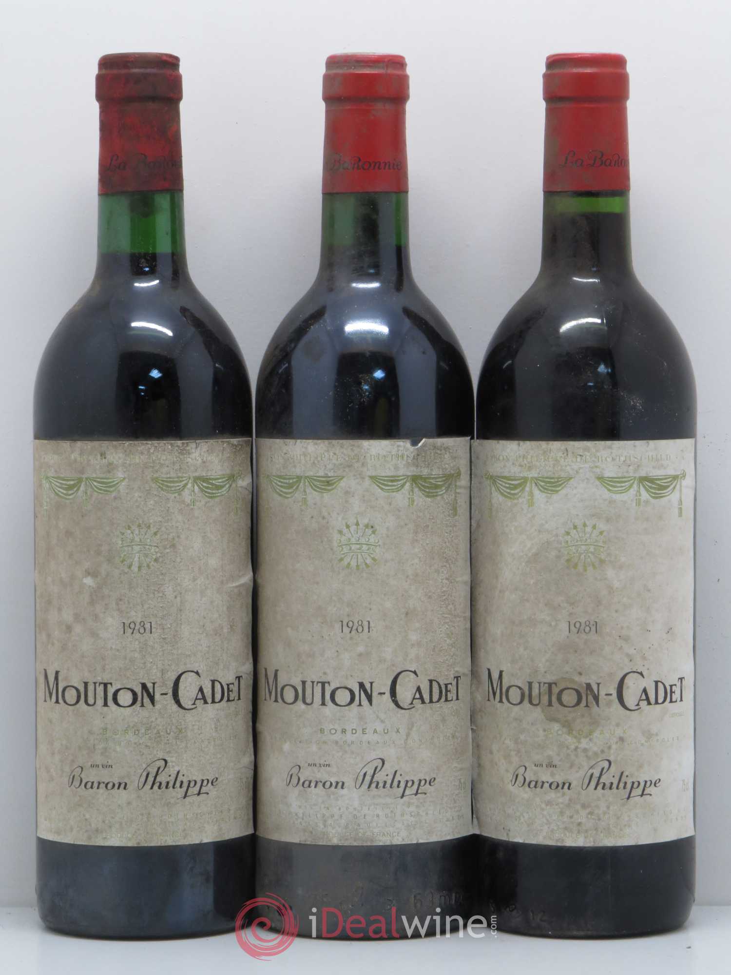 Château Mouton Cadet 1981 - Lot de 3 bouteilles - 0