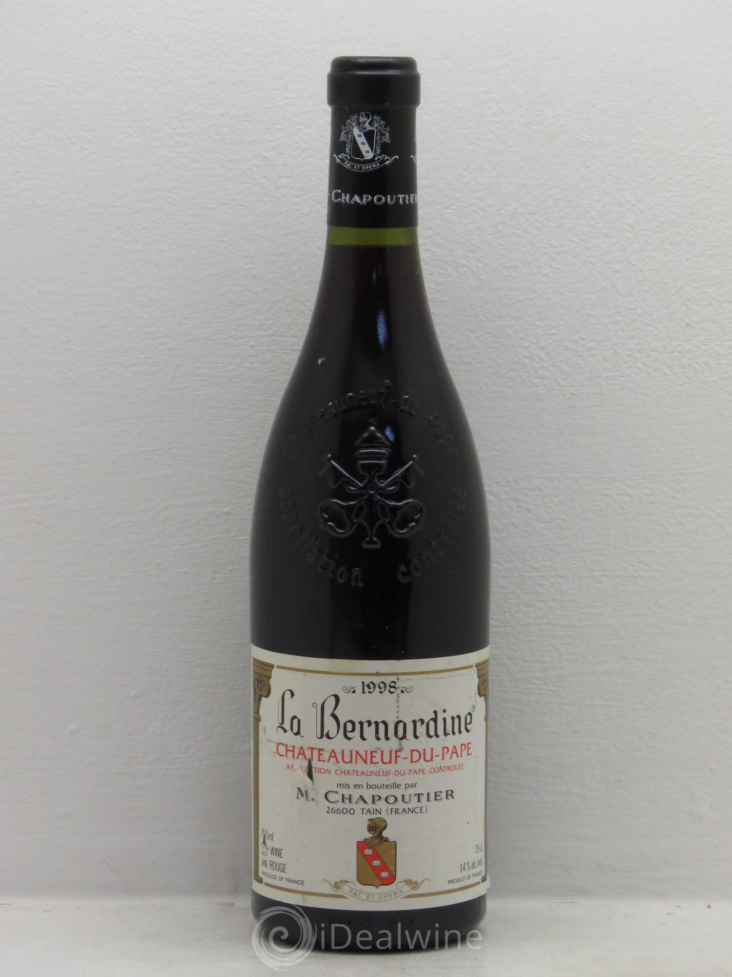 Châteauneuf-du-Pape La Bernardine Chapoutier 1998 - Lot de 1 bouteille - 0