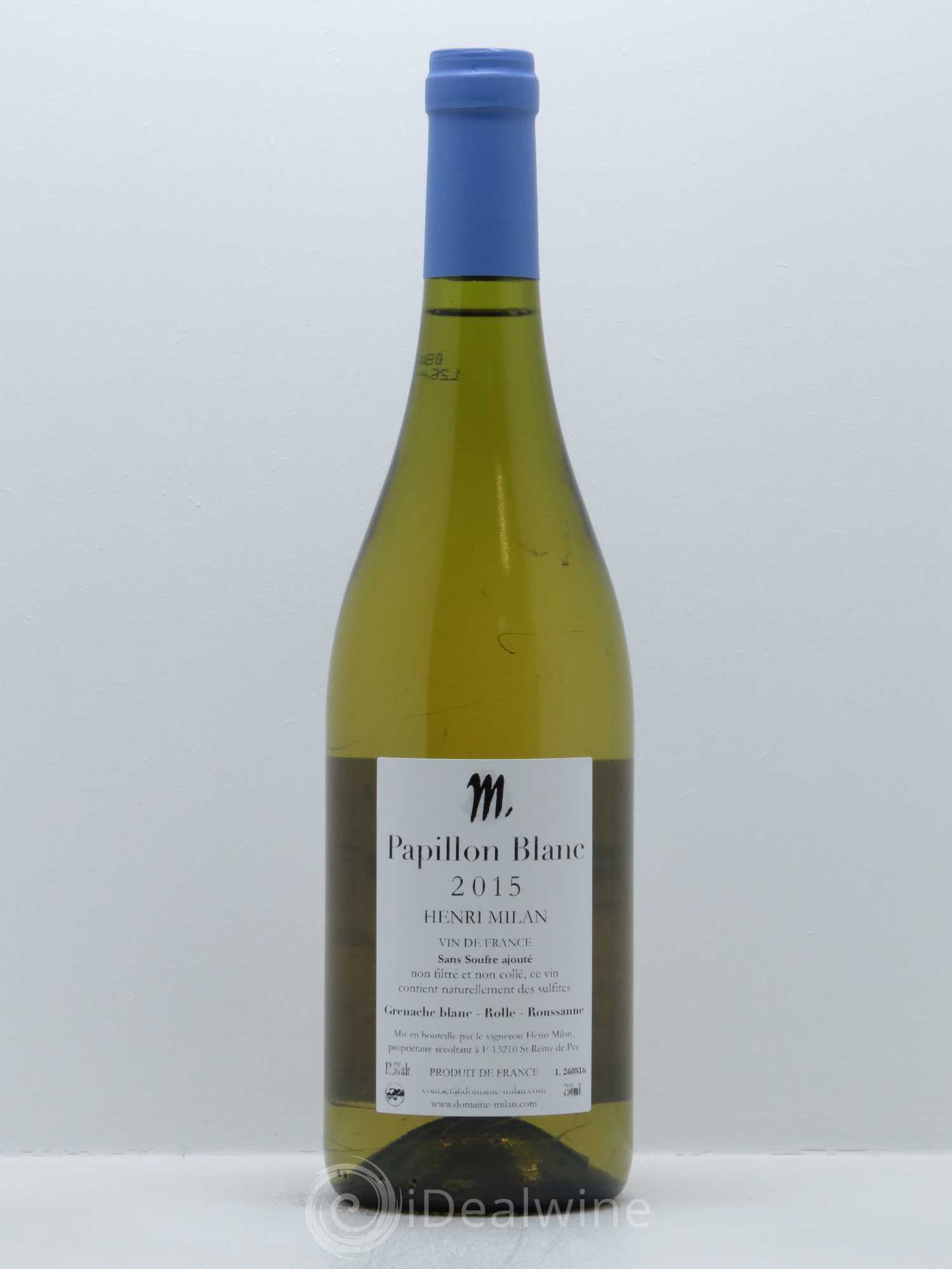 Vin de France Papillon Sans soufre ajouté Henri Milan 2015 - Lot de 1 bouteille - 1