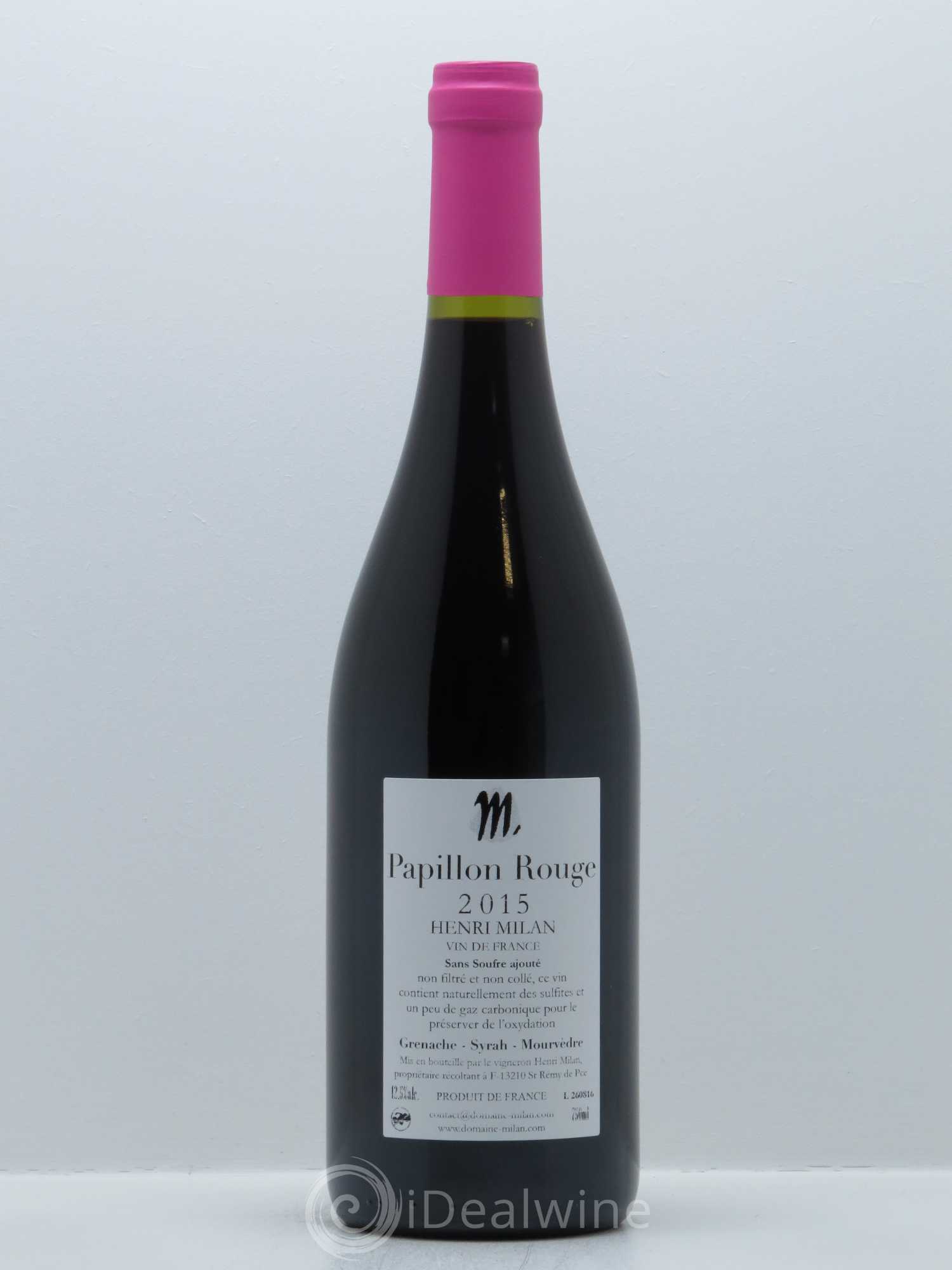 Vin de France Papillon Sans Soufre Henri Milan 2015 - Lot de 1 bouteille - 1