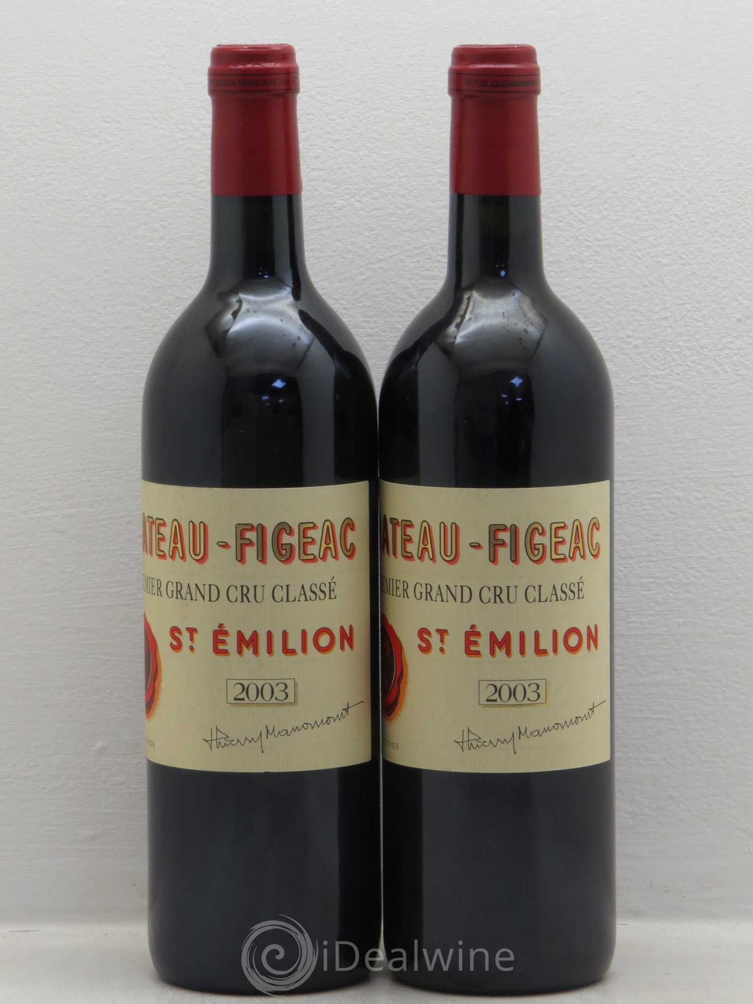 Château Figeac 1er Grand Cru Classé A 2003 - Lot de 2 bouteilles - 0
