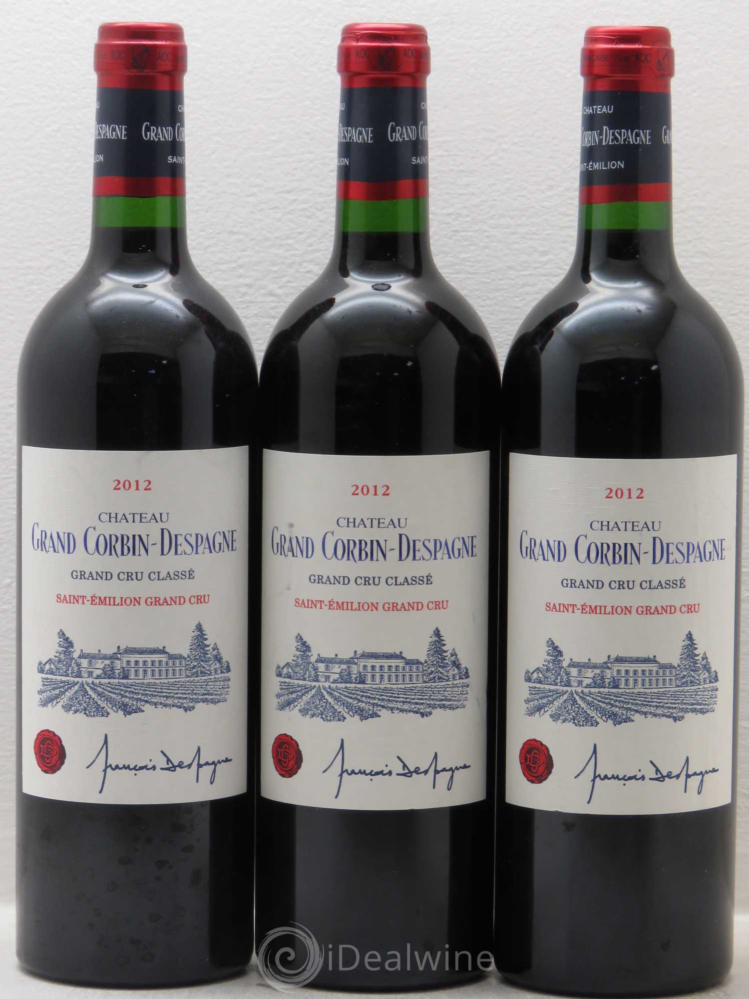 Château Grand Corbin Despagne Grand Cru Classé 2012 - Lot de 3 bouteilles - 0