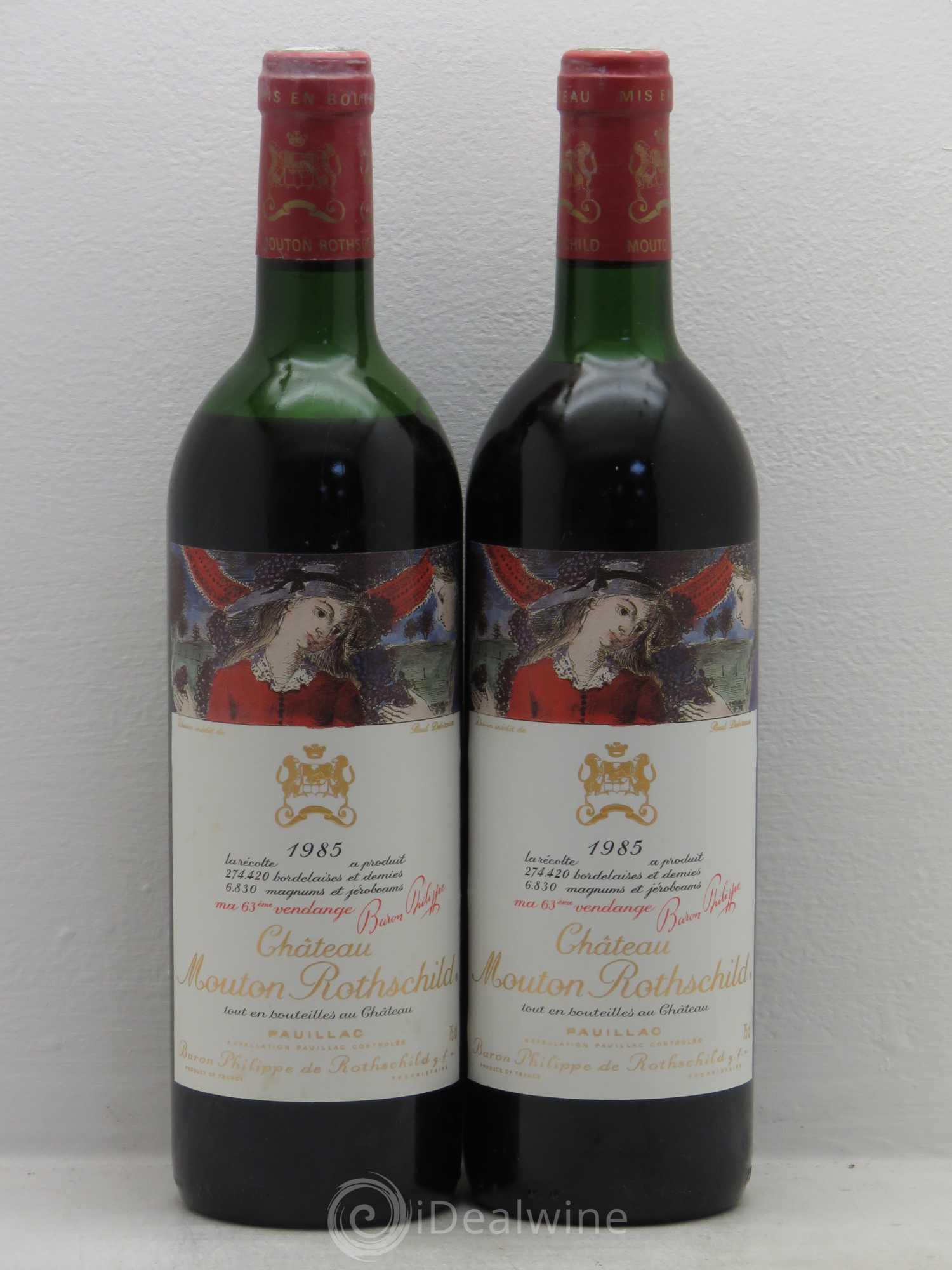 Château Mouton Rothschild 1er Grand Cru Classé 1985 - Lot de 2 bouteilles - 0