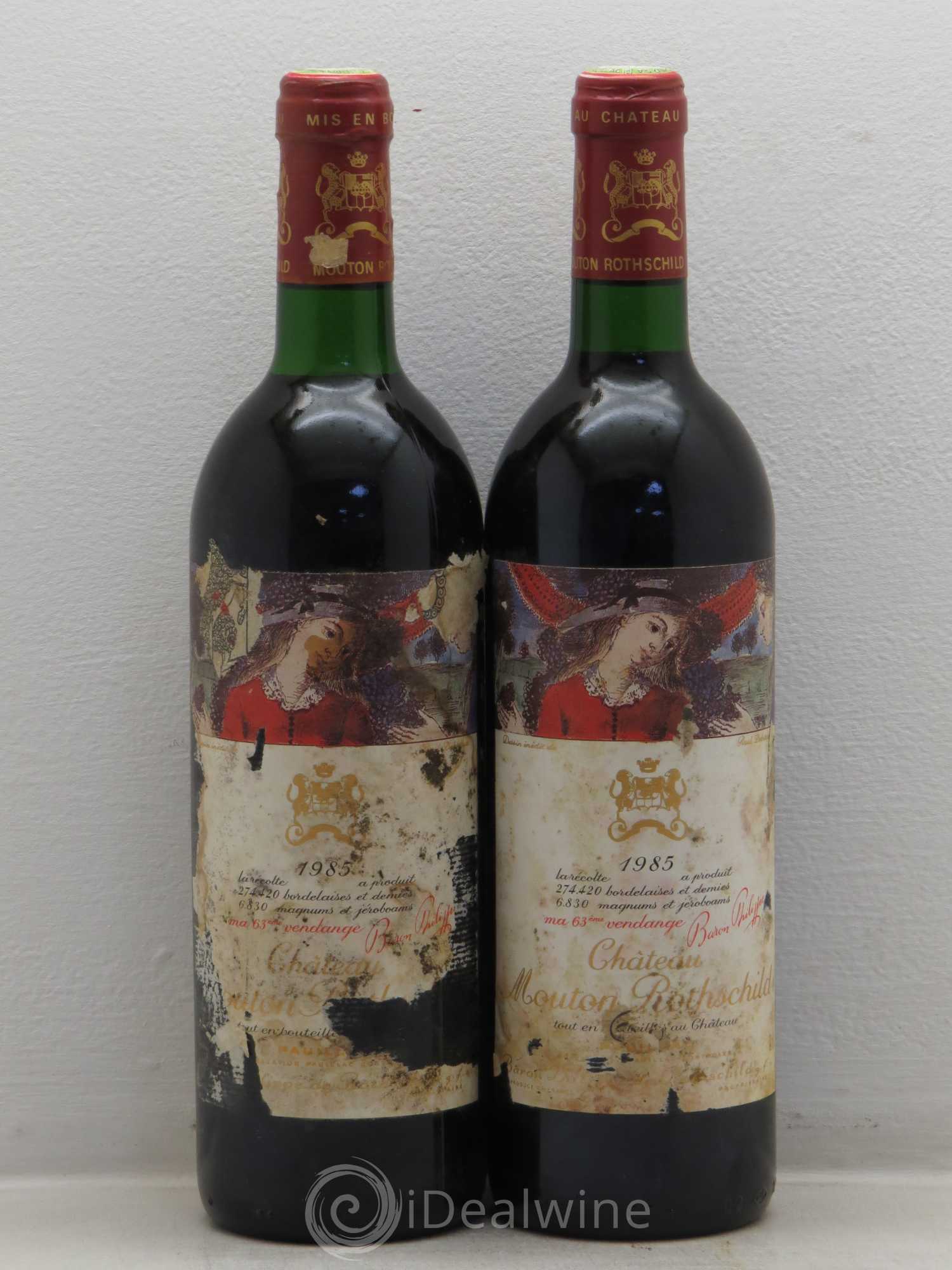 Château Mouton Rothschild 1er Grand Cru Classé 1985 - Lot de 2 bouteilles - 0