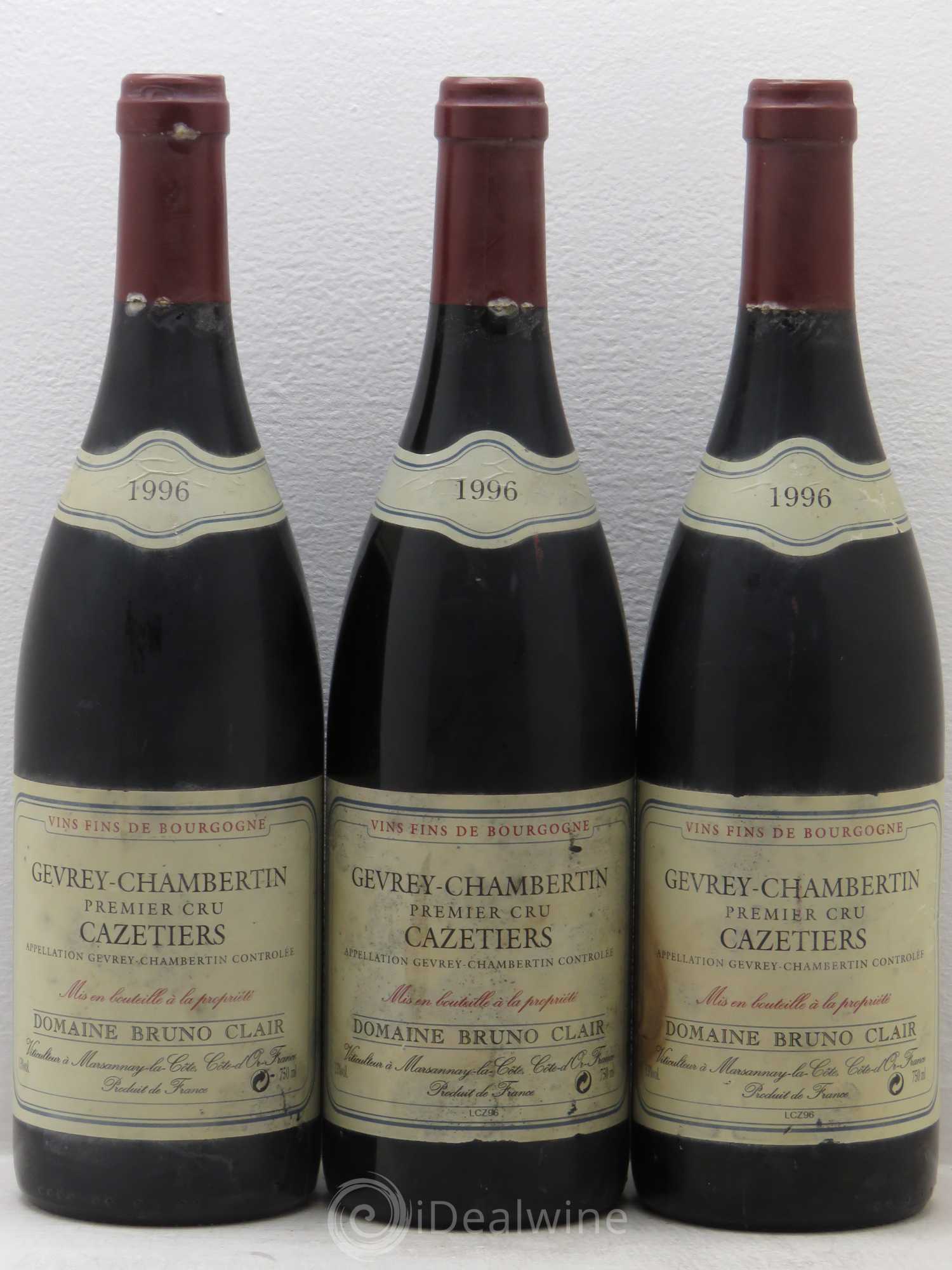 Gevrey-Chambertin 1er Cru Les Cazetiers Bruno Clair (Domaine) 1996 - Lot de 3 bouteilles - 0
