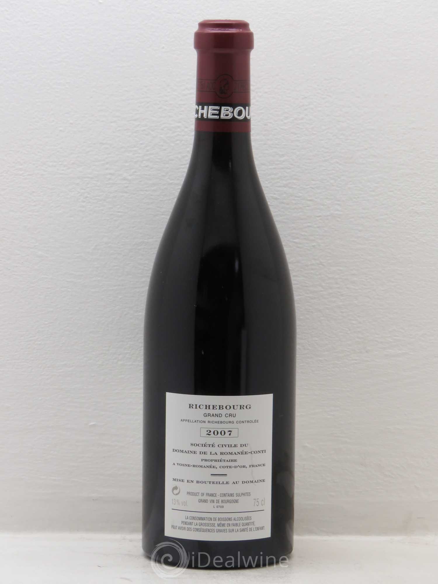 Richebourg Grand Cru Domaine de la Romanée-Conti 2007 - Lot de 1 bouteille - 1
