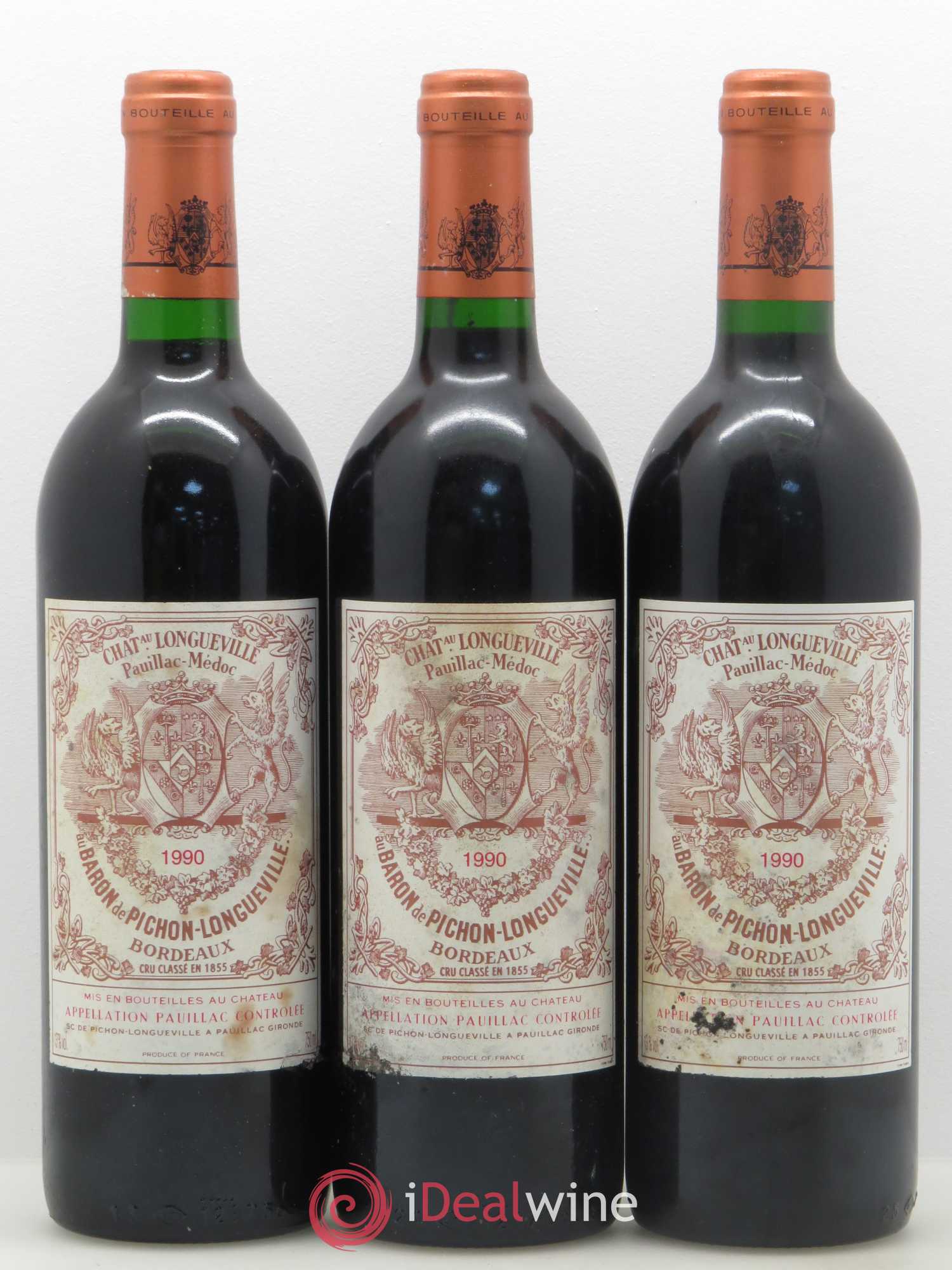 Pichon Longueville Baron 2ème Grand Cru Classé 1990 - Lot de 3 bouteilles - 0