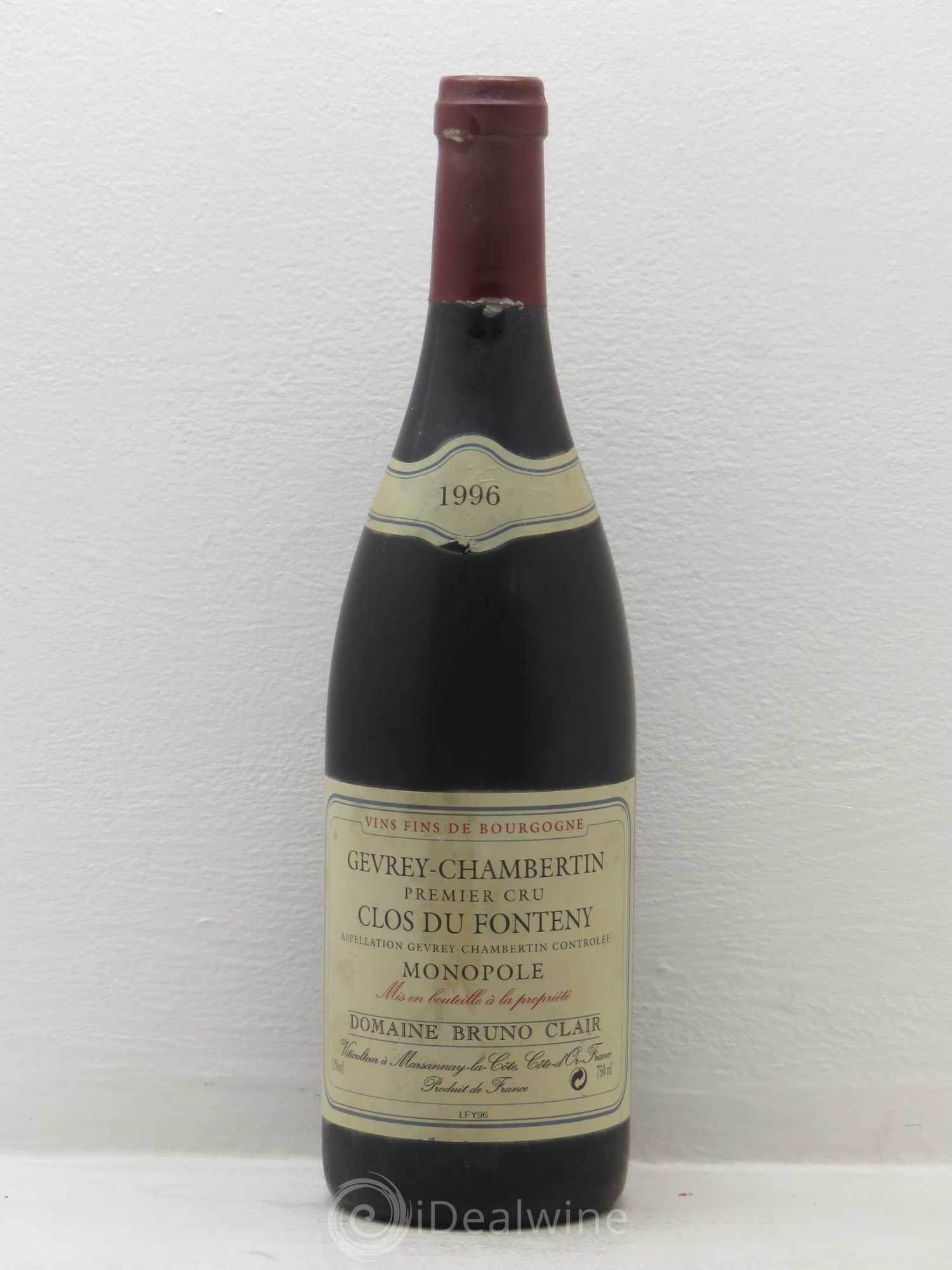 Gevrey-Chambertin 1er Cru Clos du Fonteny Bruno Clair (Domaine) 1996 - Lot de 1 bouteille - 0