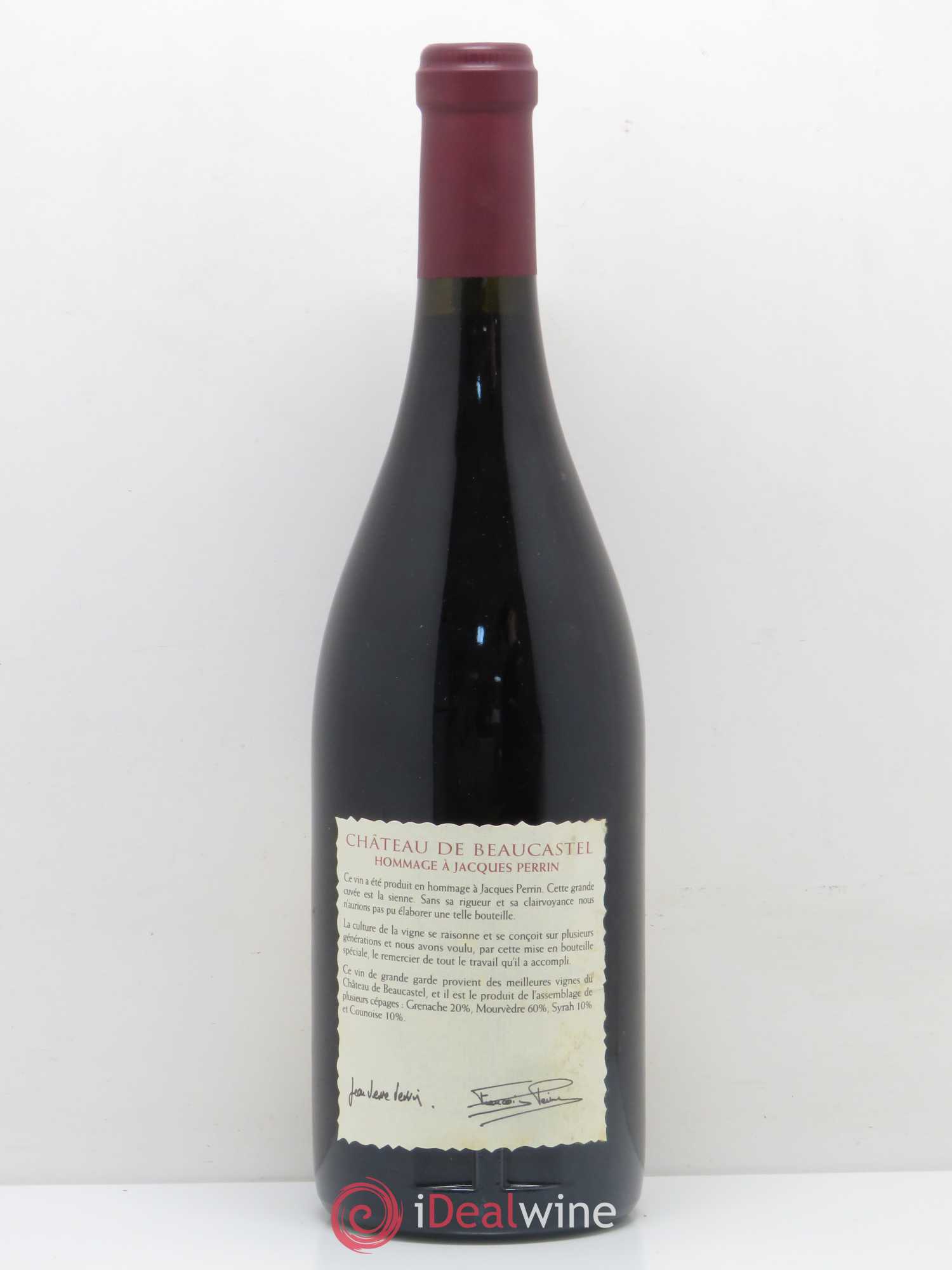 Châteauneuf-du-Pape Château de Beaucastel Hommage à Jacques Perrin Famille Perrin 1999 - Lot de 1 bouteille - 1