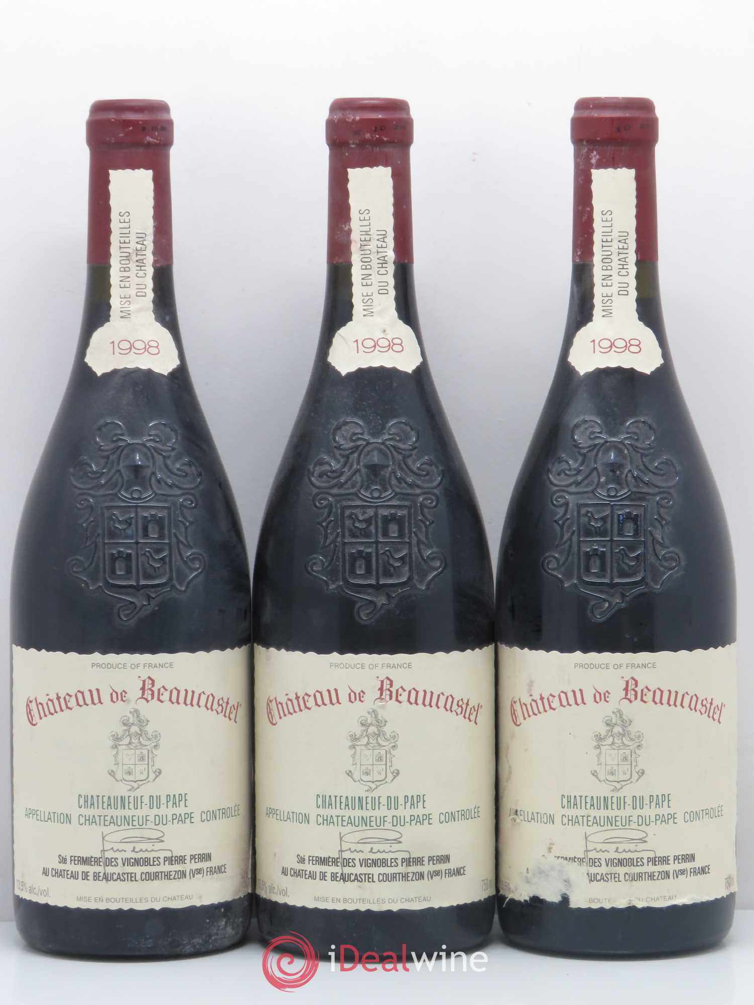 Châteauneuf-du-Pape Château de Beaucastel Famille Perrin 1998 - Lot de 3 bouteilles - 0