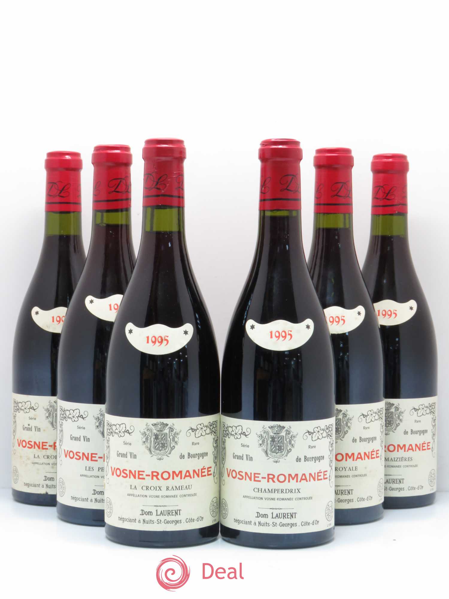 Vosne-Romanée Domaine Laurent (Les Petits-Monts La Croix Blanche, Haut Marinières, Cuvée Royale, La Croix Rameau, Champerdrix) 1995 - Posten von 6 Flaschen - 0
