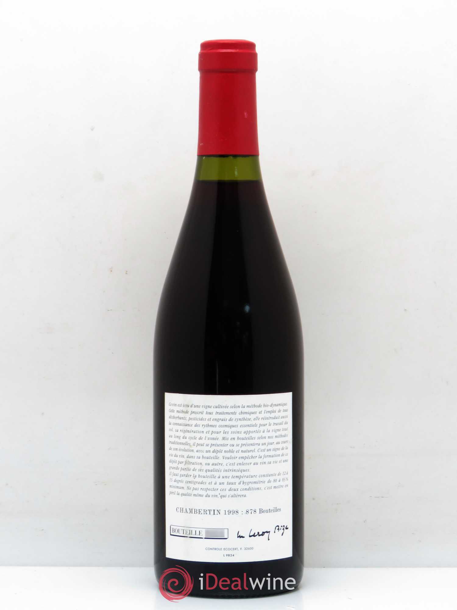 Chambertin Grand Cru Leroy (Domaine) 1998 - Lot de 1 bouteille - 1
