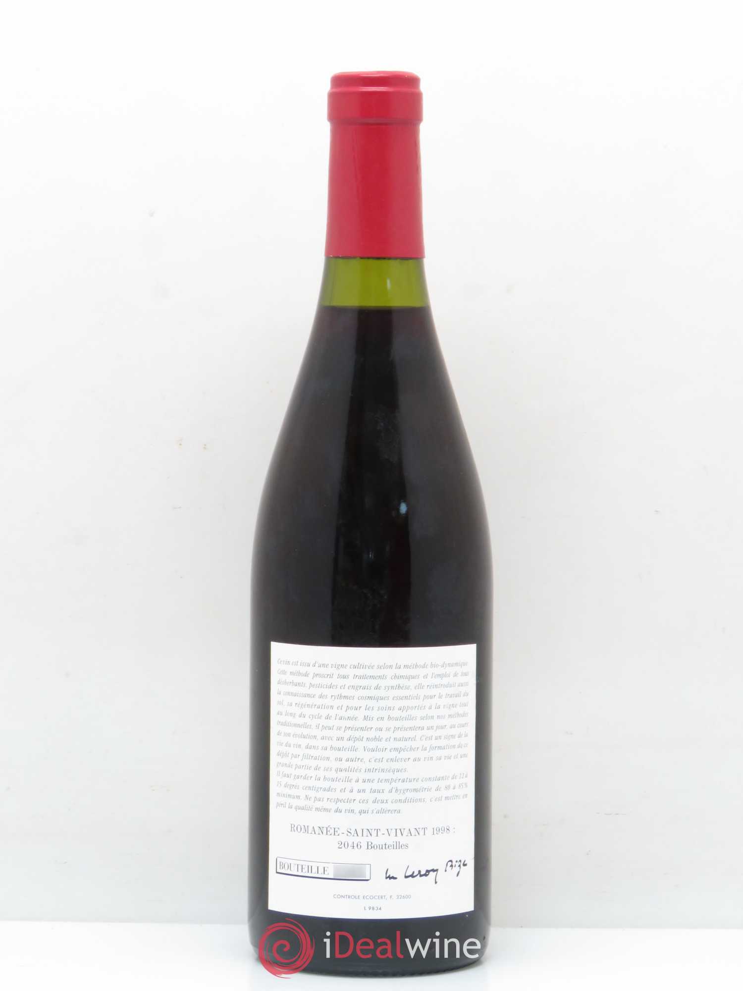 Romanée-Saint-Vivant Grand Cru Leroy (Domaine) 1998 - Lot de 1 bouteille - 1