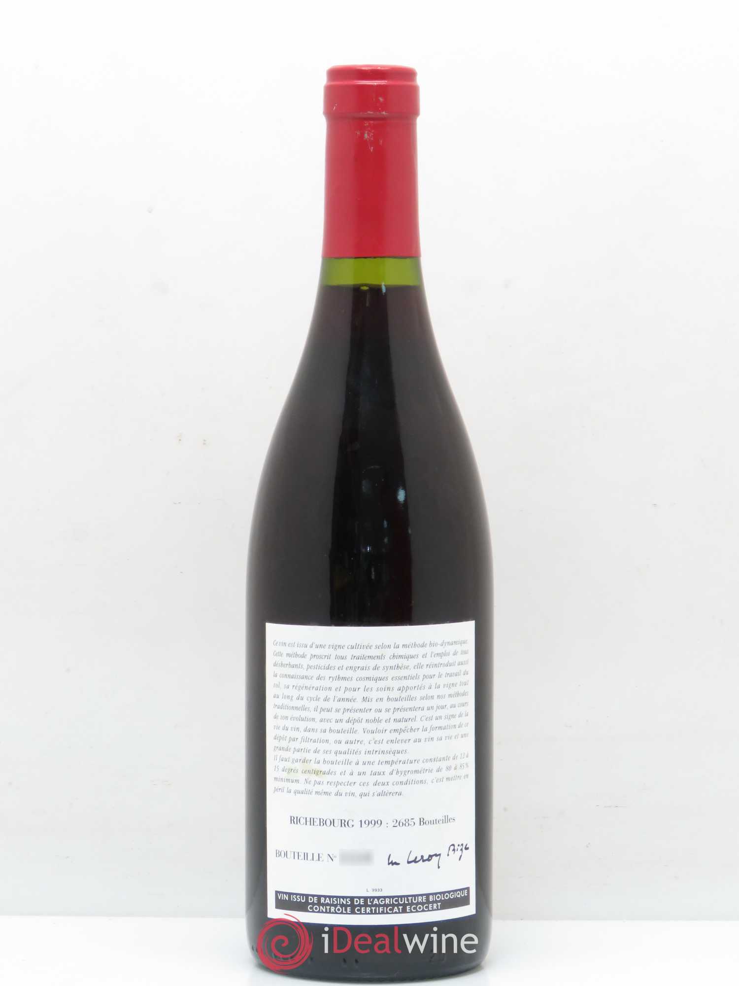 Richebourg Grand Cru Leroy (Domaine) 1999 - Lot de 1 bouteille - 1