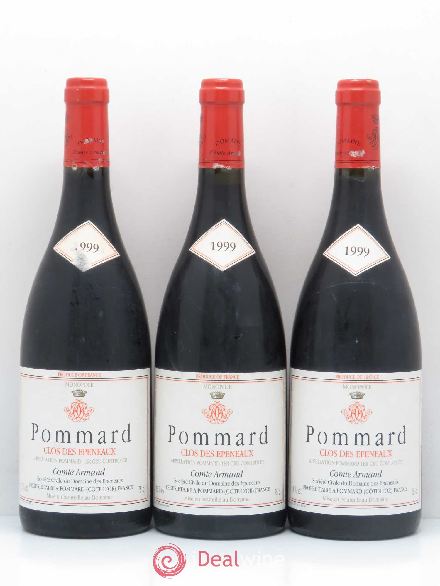 Pommard 1er Cru Clos des Epeneaux Comte Armand 1999 - Lot de 3 bouteilles - 0