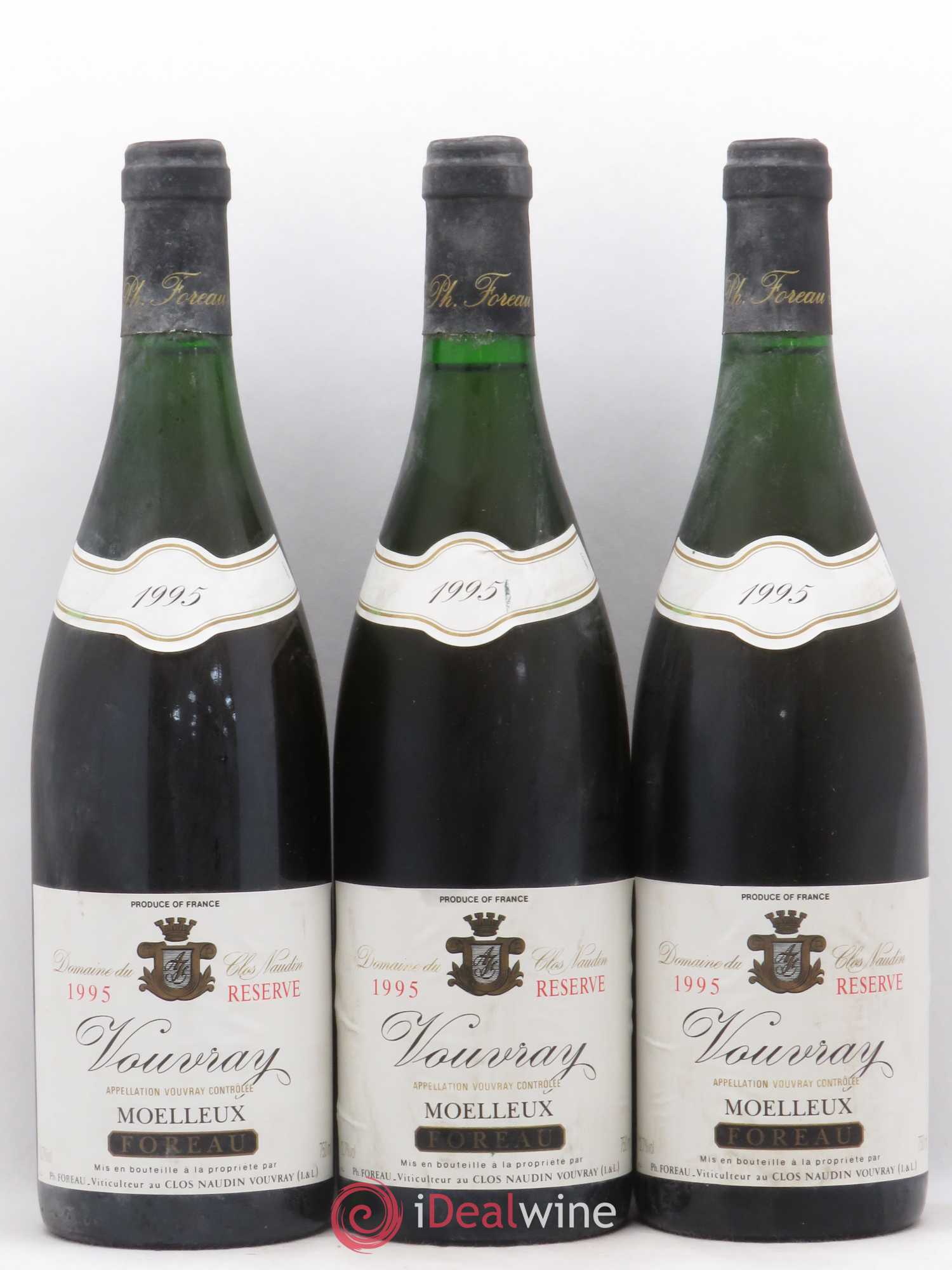 Vouvray Moelleux Réserve Clos Naudin - Philippe Foreau 1995 - Lotto di 3 bottiglie - 0