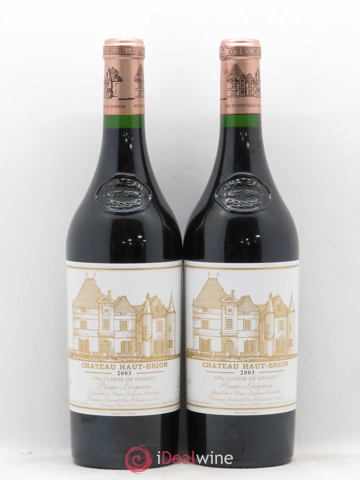 Château Haut Brion 1er Grand Cru Classé 2003 - Lot de 2 bouteilles - 0