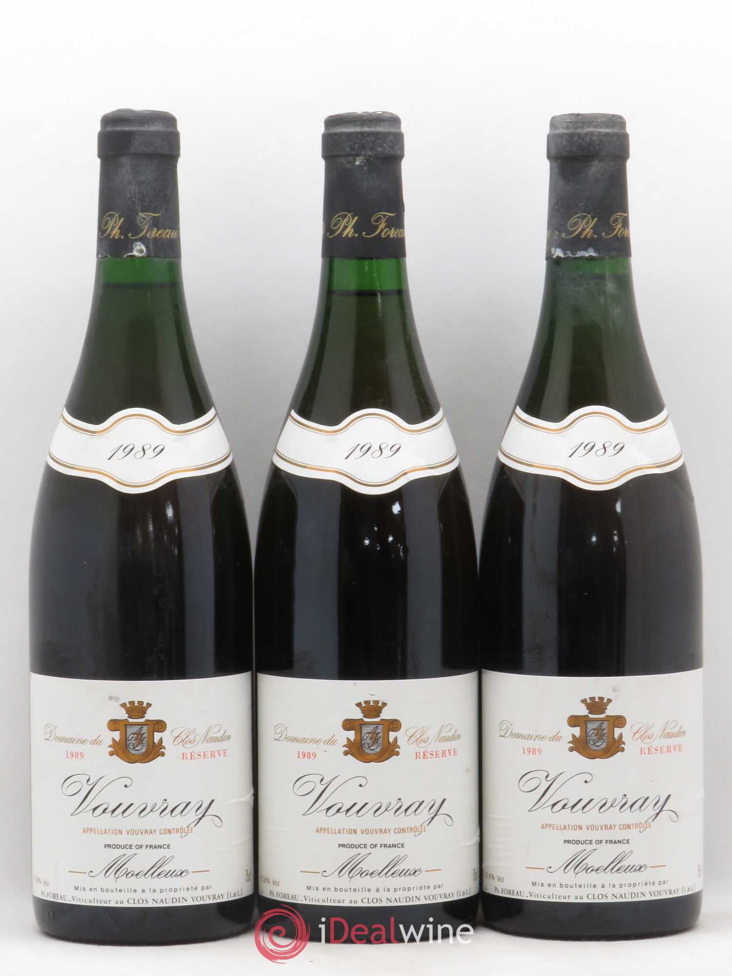 Vouvray Moelleux Réserve Clos Naudin - Philippe Foreau 1989 - Lotto di 3 bottiglie - 0