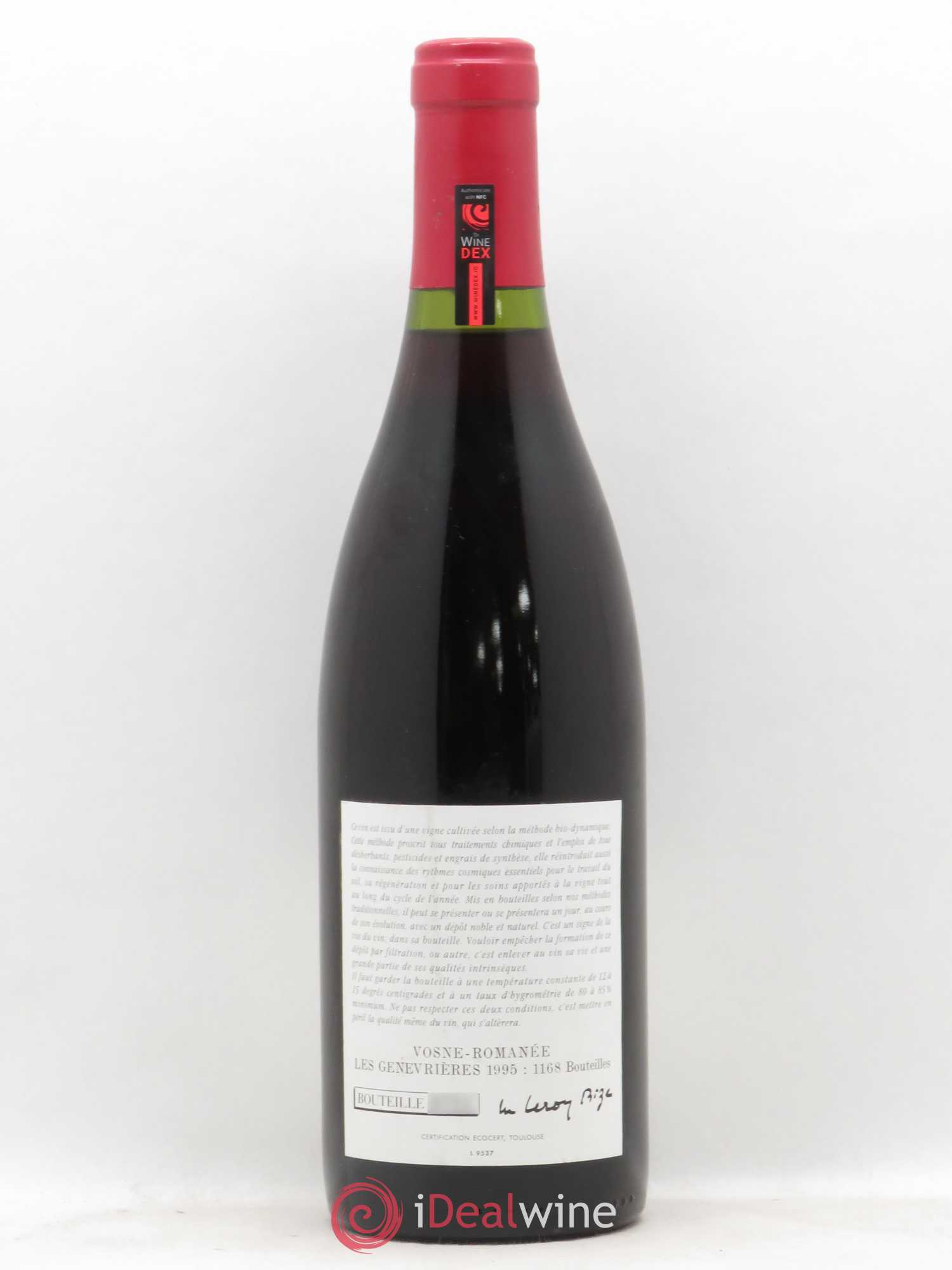 Vosne-Romanée Les Genaivrières Leroy (Domaine) 1995 - Lot de 1 bouteille - 1