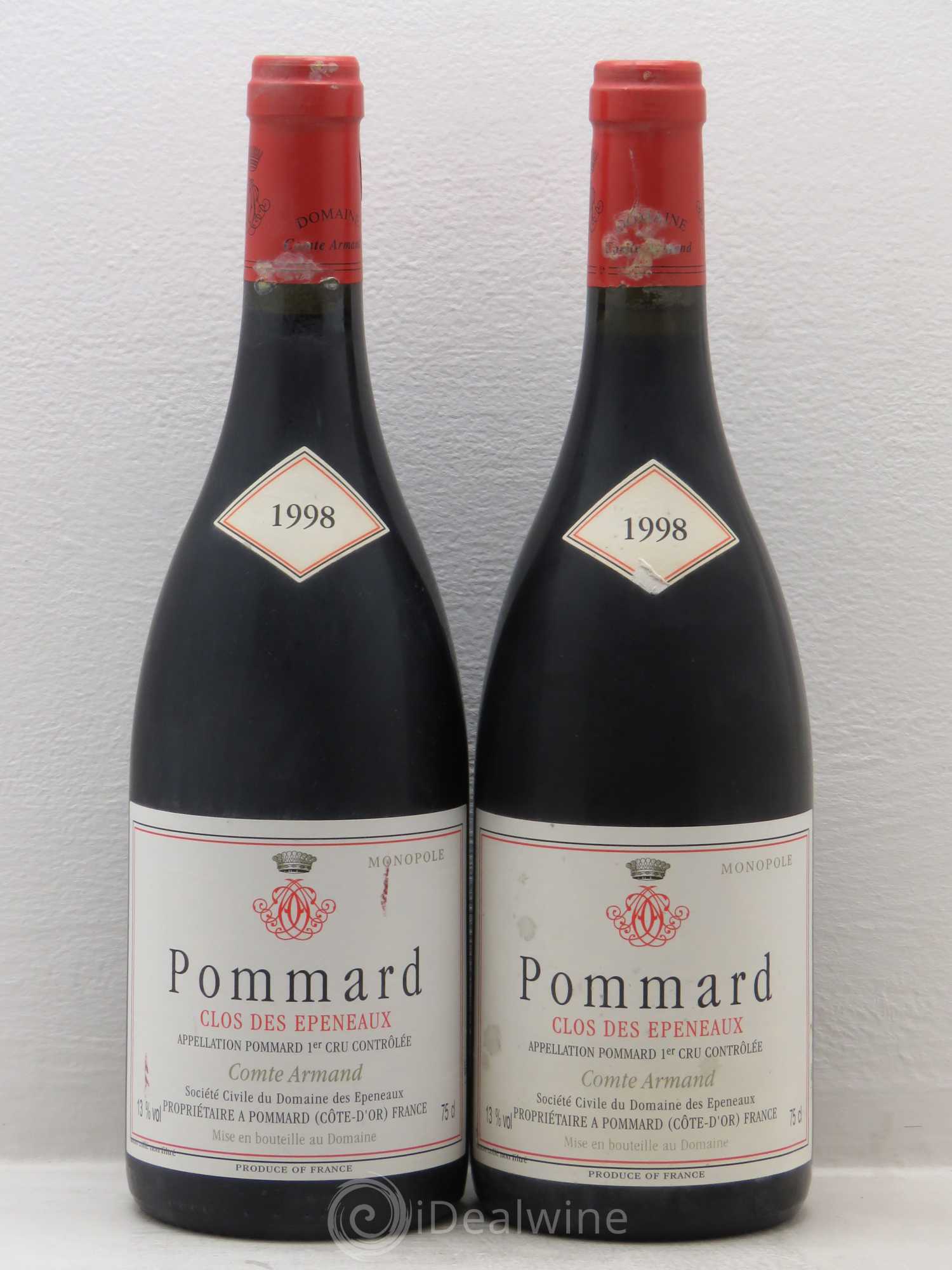 Pommard 1er Cru Clos des Epeneaux Comte Armand 1998 - Lot de 2 bouteilles - 0