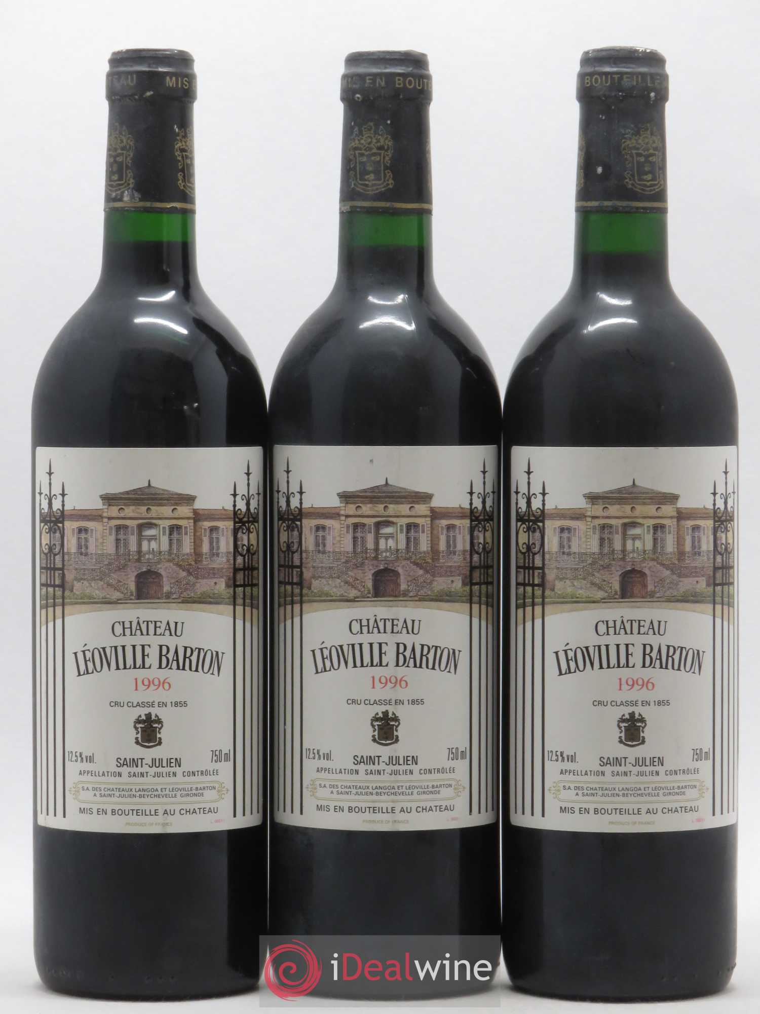 Château Léoville Barton 2ème Grand Cru Classé 1996 - Lot de 3 bouteilles - 0