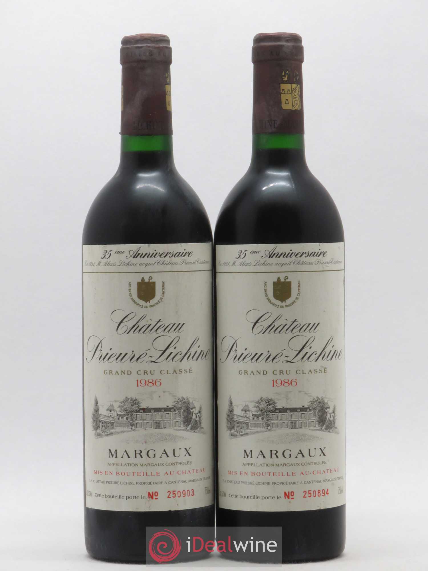 Château Prieuré Lichine 4ème Grand Cru Classé 1986 - Lot de 2 bouteilles - 0