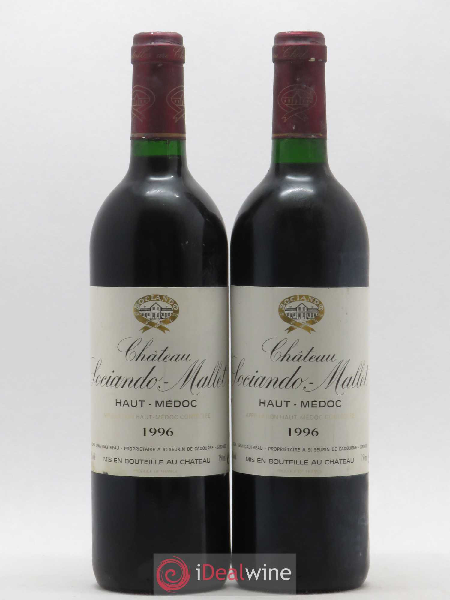 Château Sociando Mallet 1996 - Lot de 2 bouteilles - 0