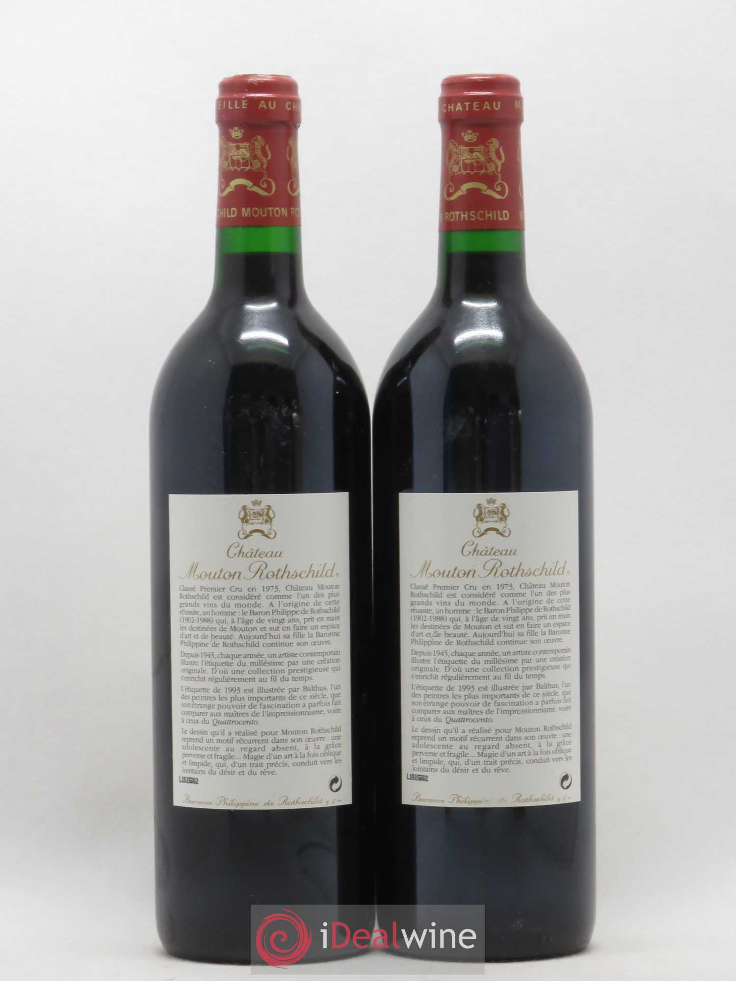 Château Mouton Rothschild 1er Grand Cru Classé 1993 - Lot de 2 bouteilles - 1