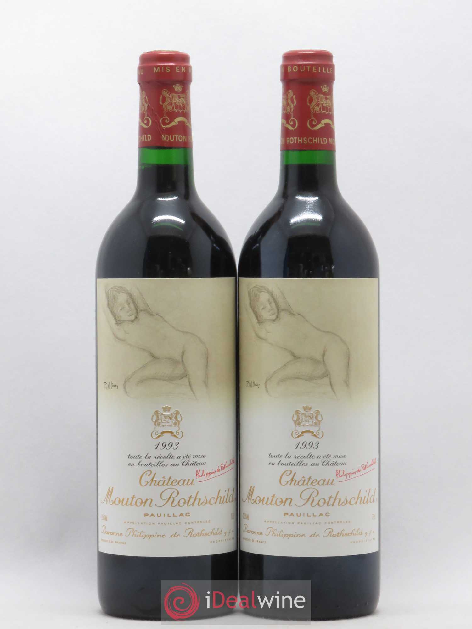 Château Mouton Rothschild 1er Grand Cru Classé 1993 - Lot de 2 bouteilles - 0