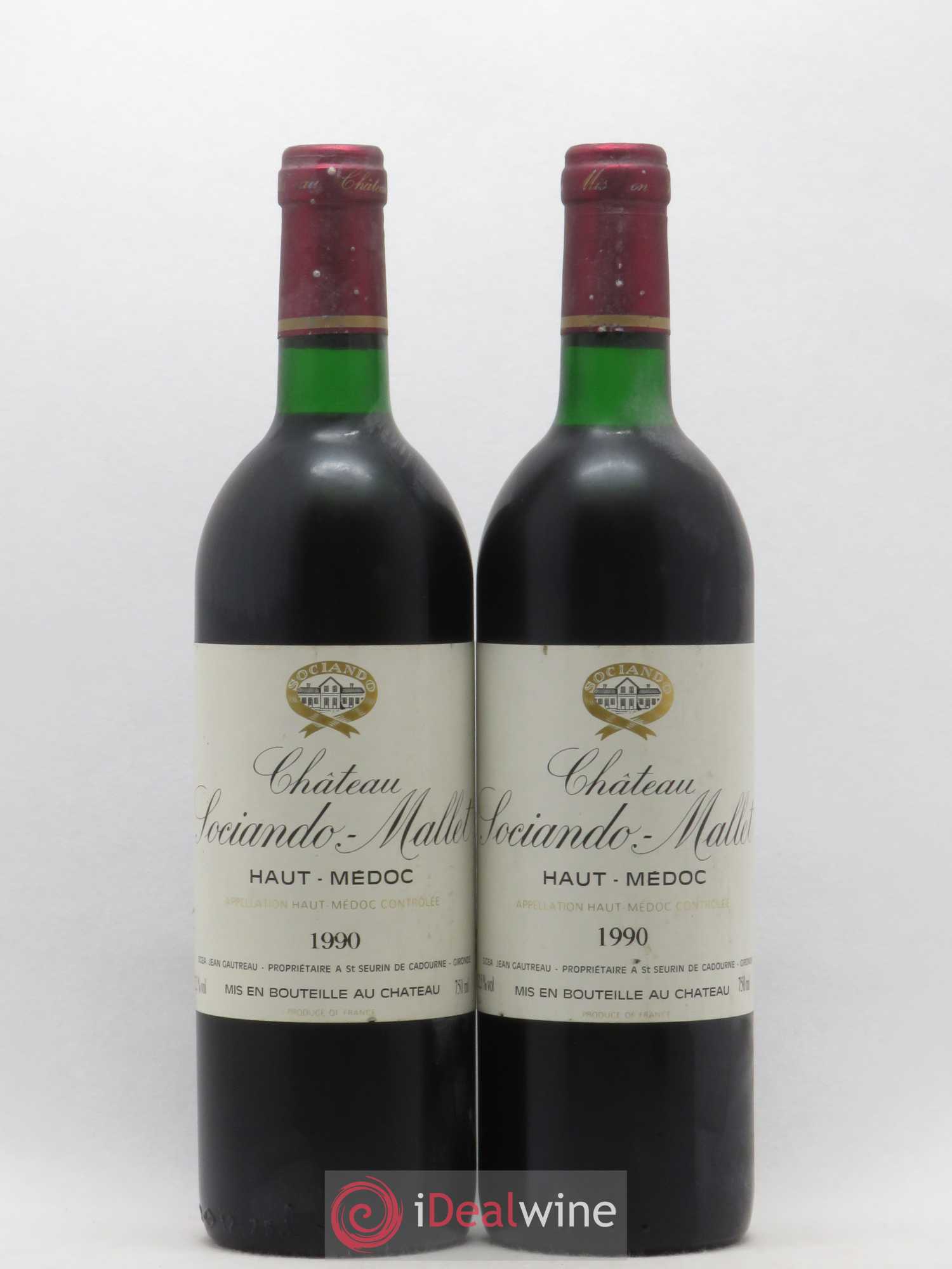 Château Sociando Mallet 1990 - Lot de 2 bouteilles - 0