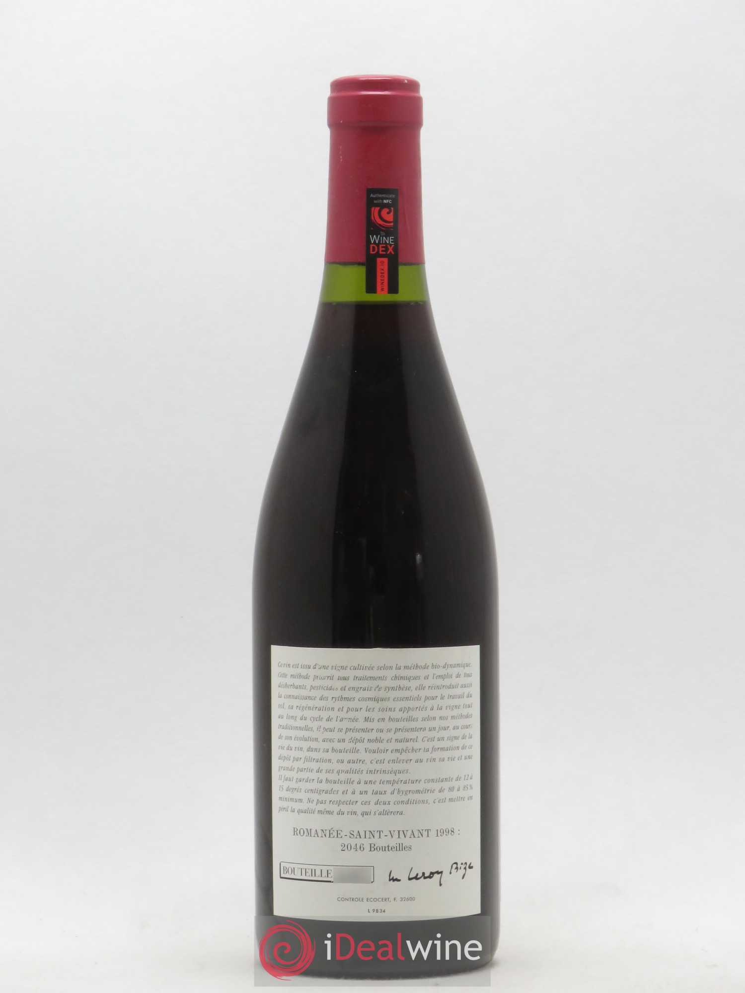 Romanée-Saint-Vivant Grand Cru Leroy (Domaine) 1998 - Lot de 1 bouteille - 1