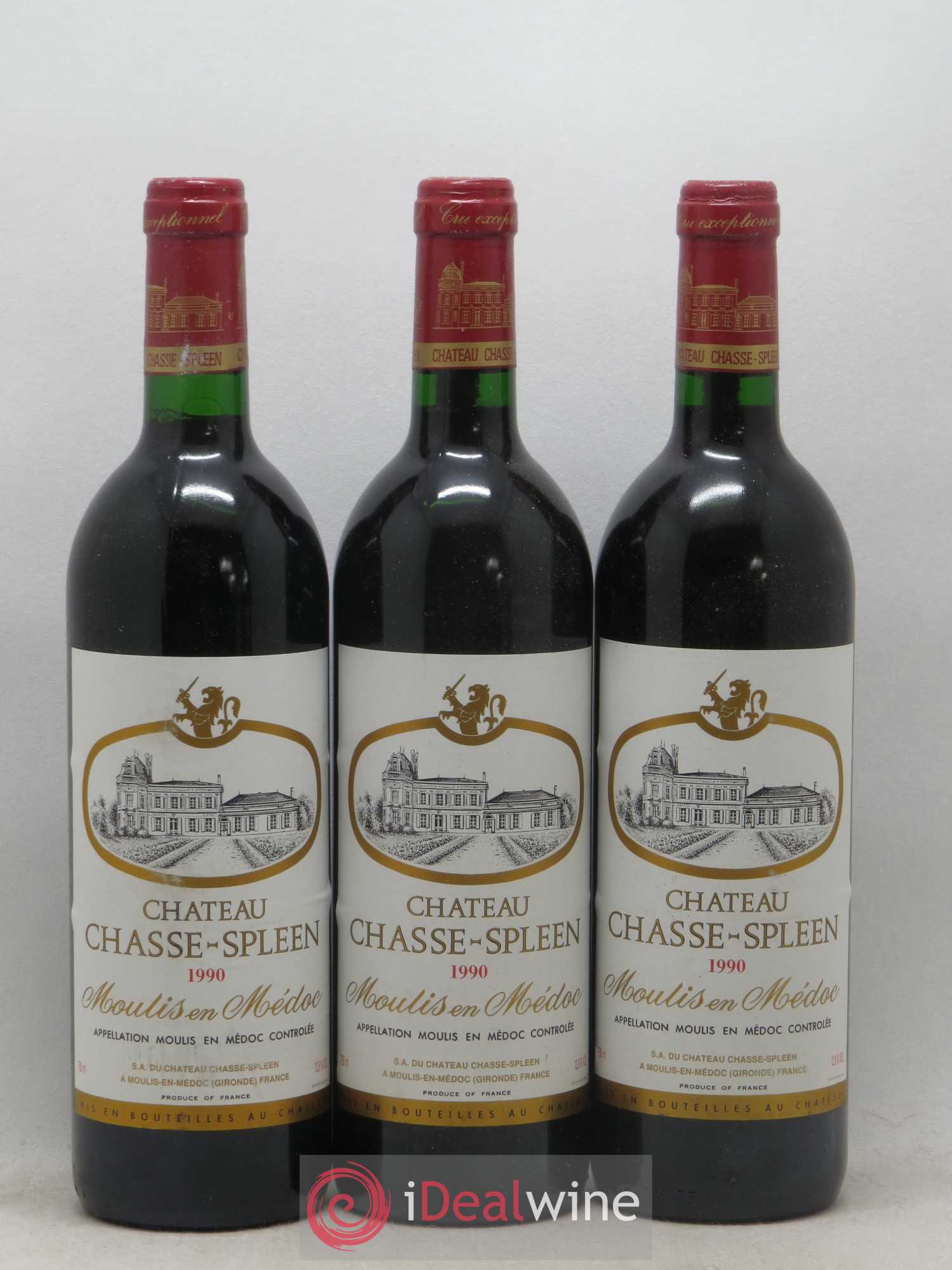 Château Chasse Spleen 1990 - Lot de 3 bouteilles - 0