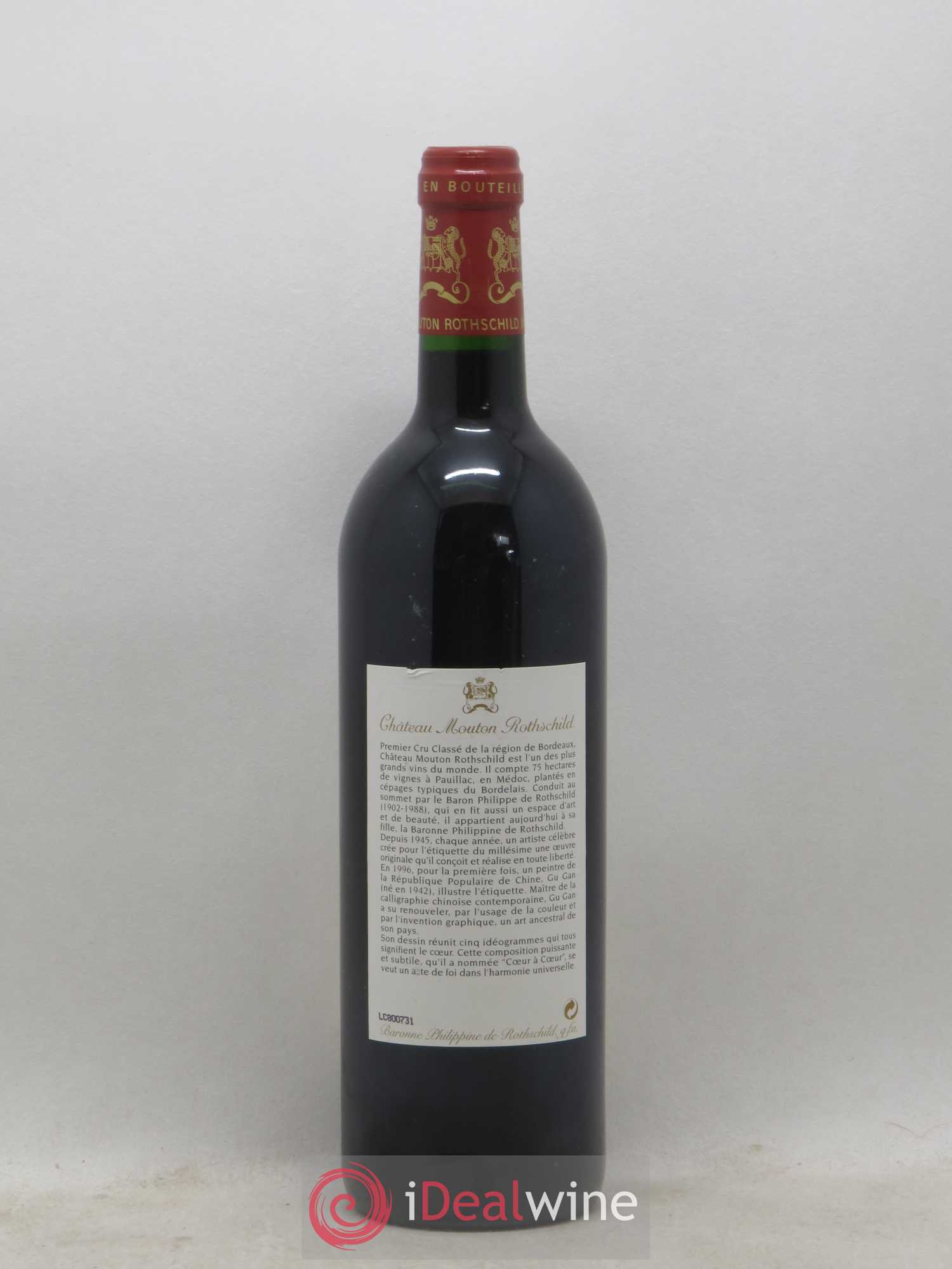 Château Mouton Rothschild 1er Grand Cru Classé 1996 - Lot de 1 bouteille - 1