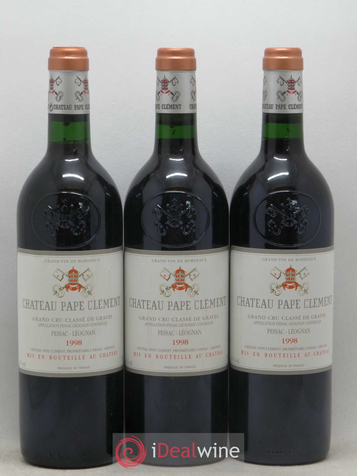 Château Pape Clément Cru Classé de Graves 1998 - Lot de 3 bouteilles - 0