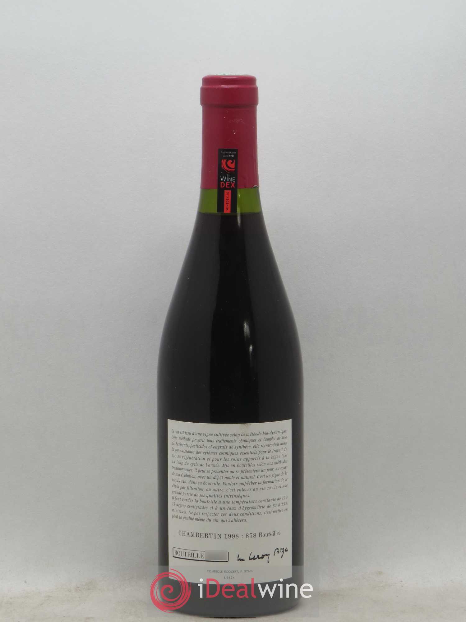 Chambertin Grand Cru Leroy (Domaine) 1998 - Lot de 1 bouteille - 1