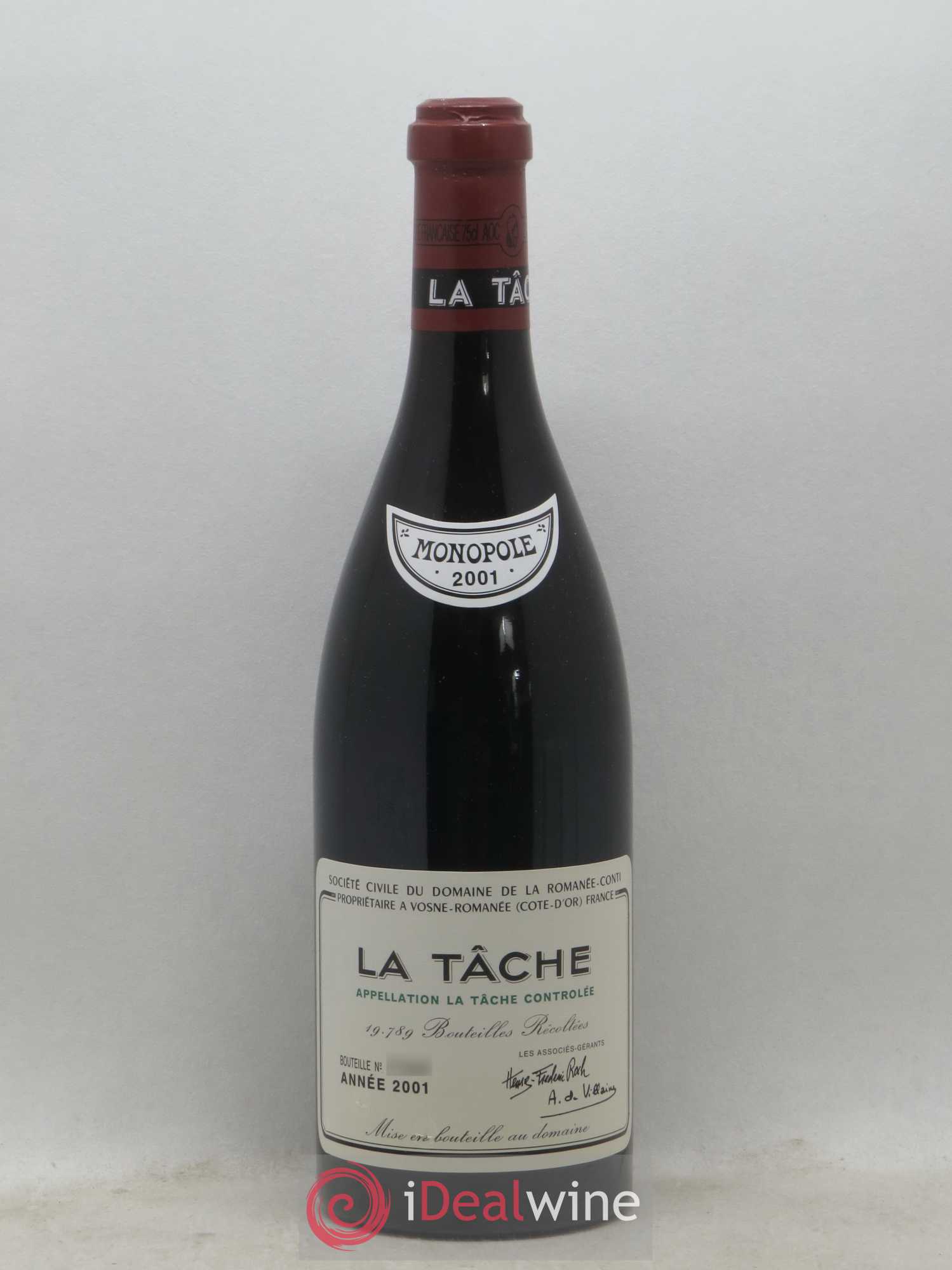 La Tâche Grand Cru Domaine de la Romanée-Conti 2001 - Lot de 1 bouteille - 0