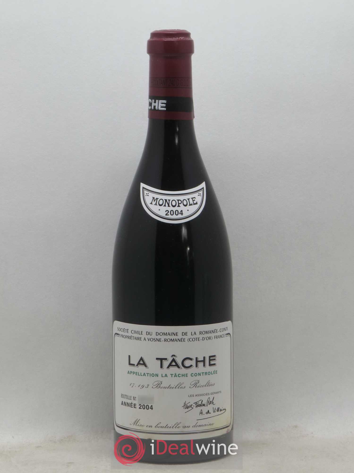 La Tâche Grand Cru Domaine de la Romanée-Conti 2004 - Lot de 1 bouteille - 0