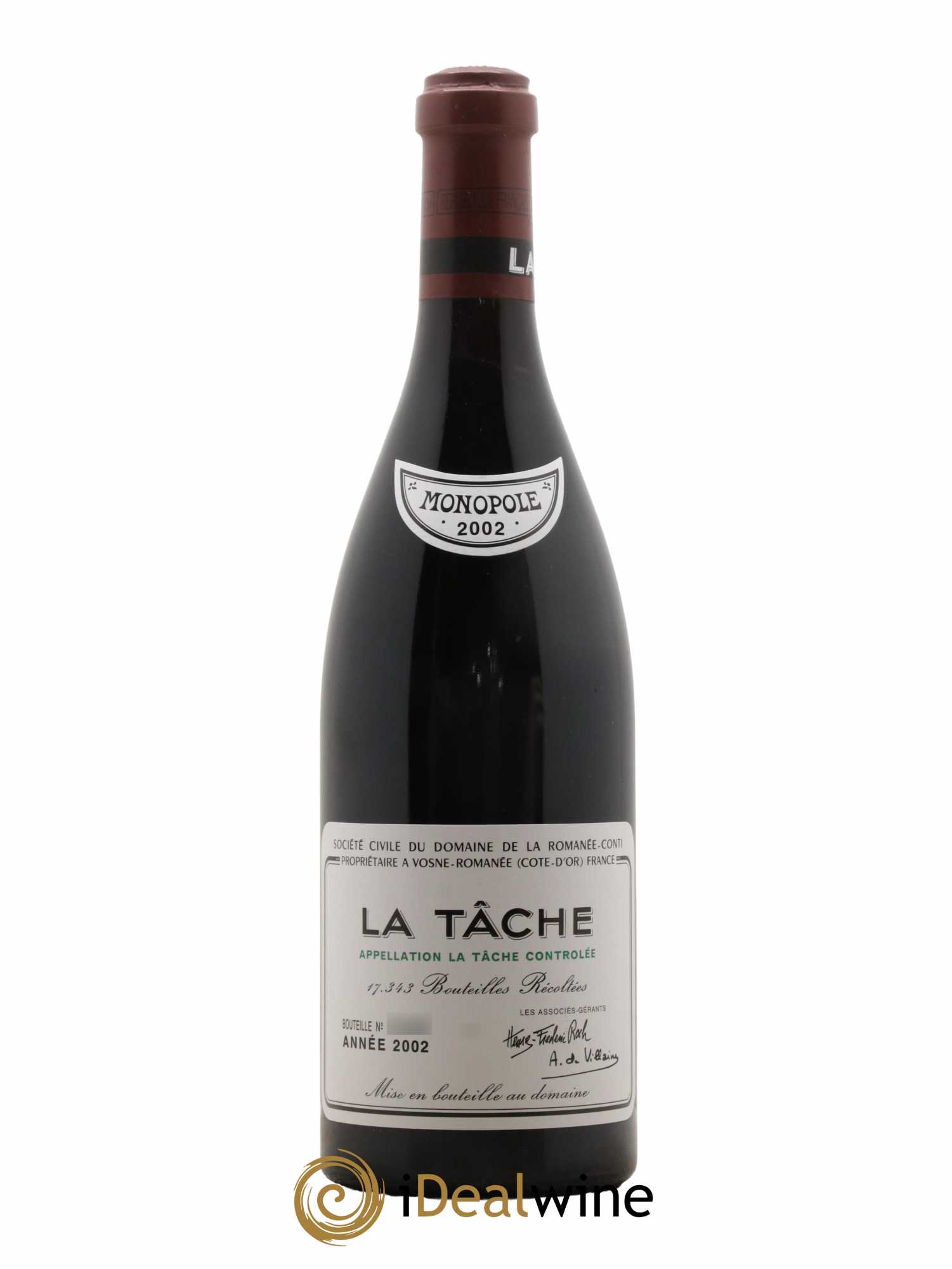 La Tâche Grand Cru Domaine de la Romanée-Conti 2002 - Lot de 1 bouteille - 0