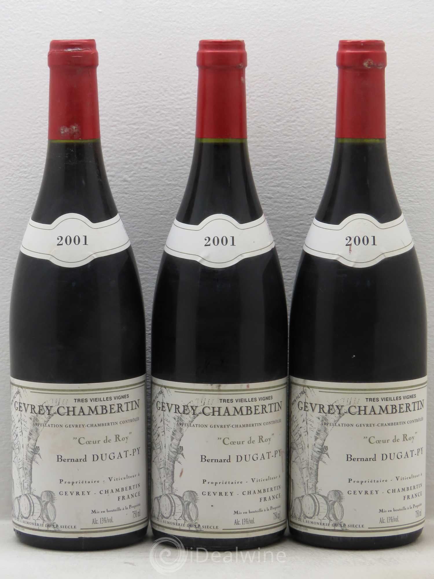 Gevrey-Chambertin Coeur de Roy Très Vieilles Vignes Dugat-Py Très Vieilles Vignes (sans prix de réserve) 2001 - Lotto di 3 bottiglie - 0